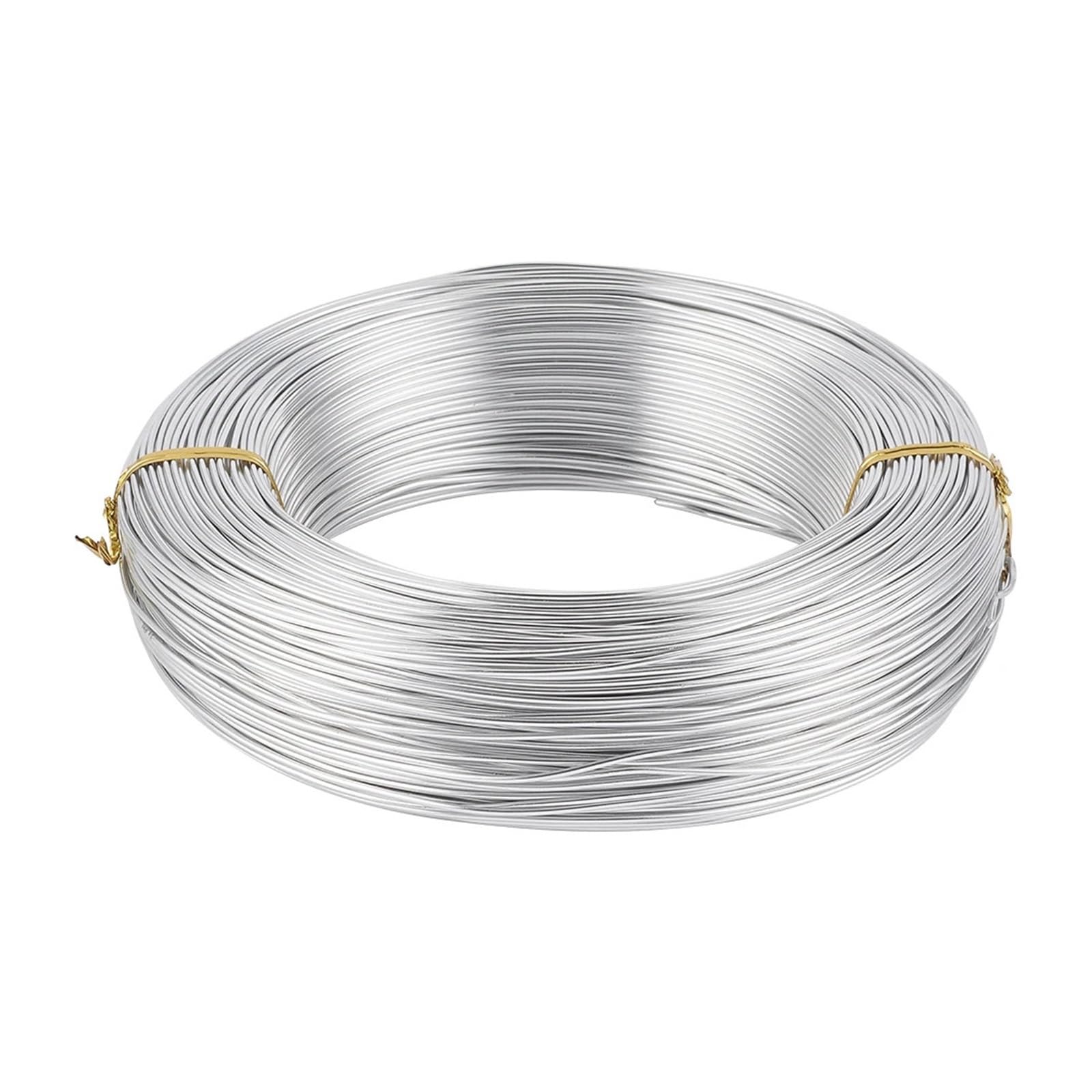 Fil en aluminium 500 g - 0,8/1/1,5/2/3/3,5/4/5/6 mm - Apprêt de bijoux pour la fabrication de bijoux - Couleur argent, 1,5 mm environ 100 m