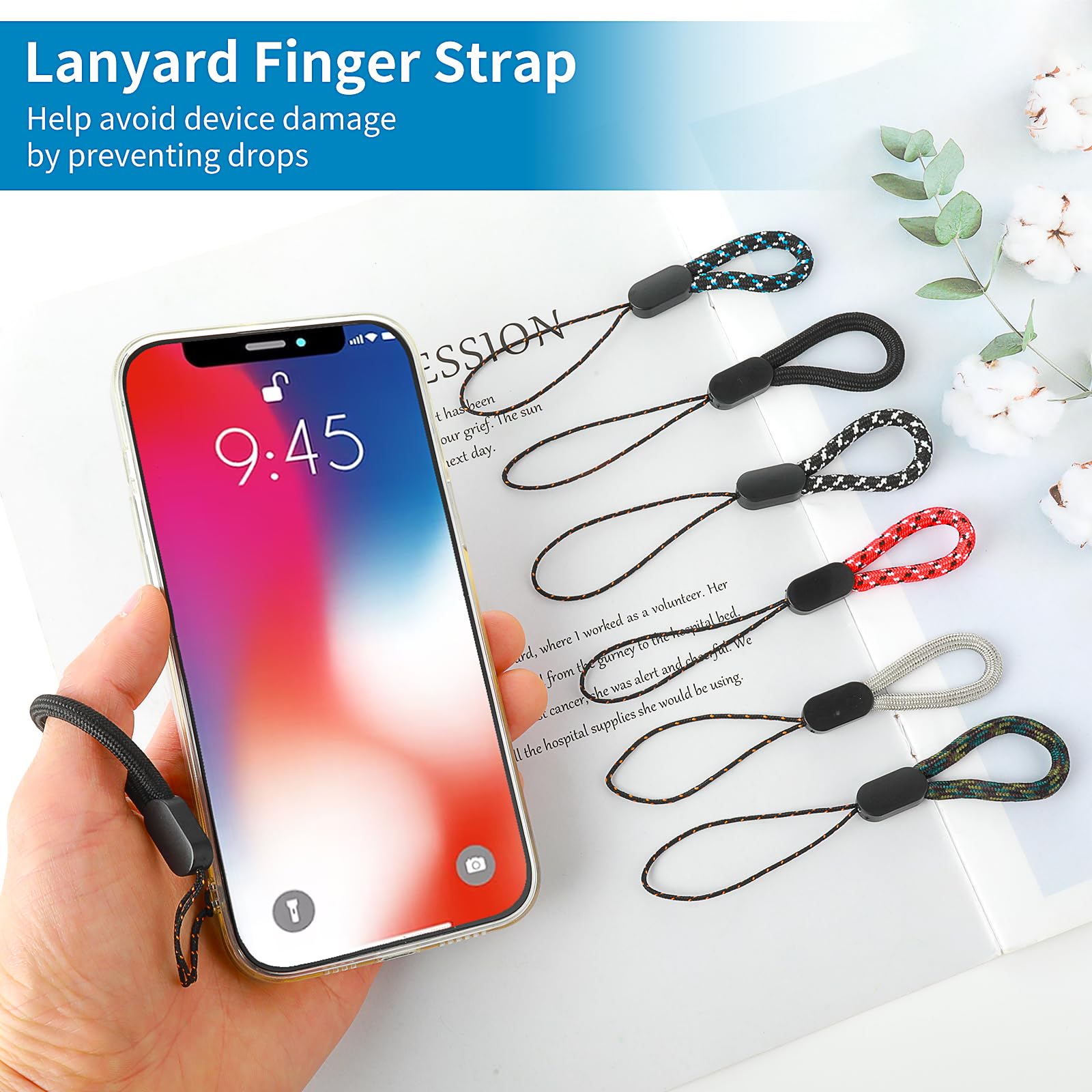 Mabor 12 Stück Schlüsselband Kurz, Schlaufen Lanyard Kamera Kette Schlüsselanhänger Schlaufe Handyband Kurz Handschlaufe Finger Nylon Handschlaufe für Schlüssel Lanyard Brieftasche Handy | Tragbares, kurzes Umhängeband, farbige Fingerriemen für Handyhülle