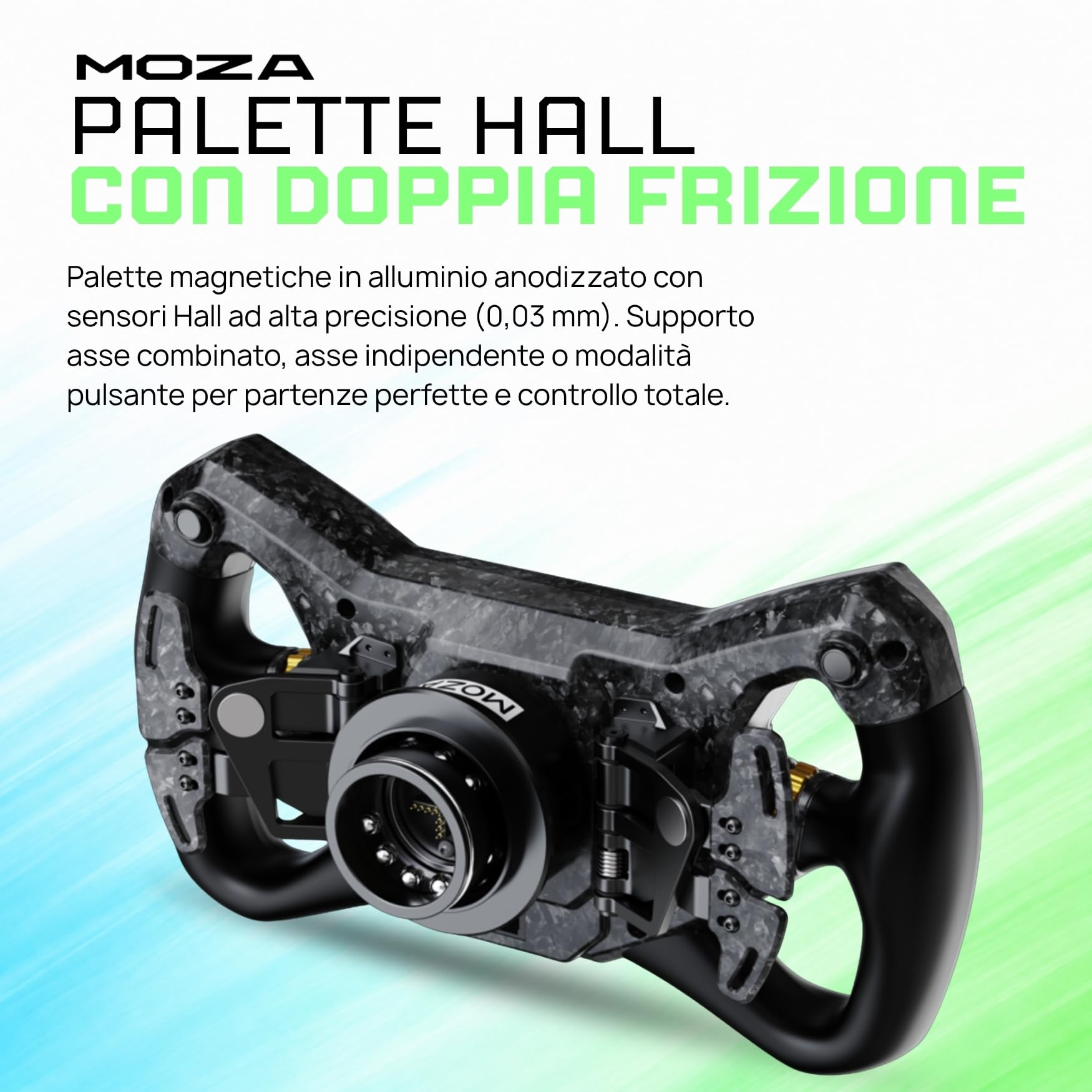 MOZA KS PRO Volante Formula GT 300 mm per Simulatore di Guida PC, Elegante Design a Farfalla, Fibra di Carbonio, Pulsanti RGB Programmabili, Palette Magnetiche Hall con Doppia Frizione, Sim Racing