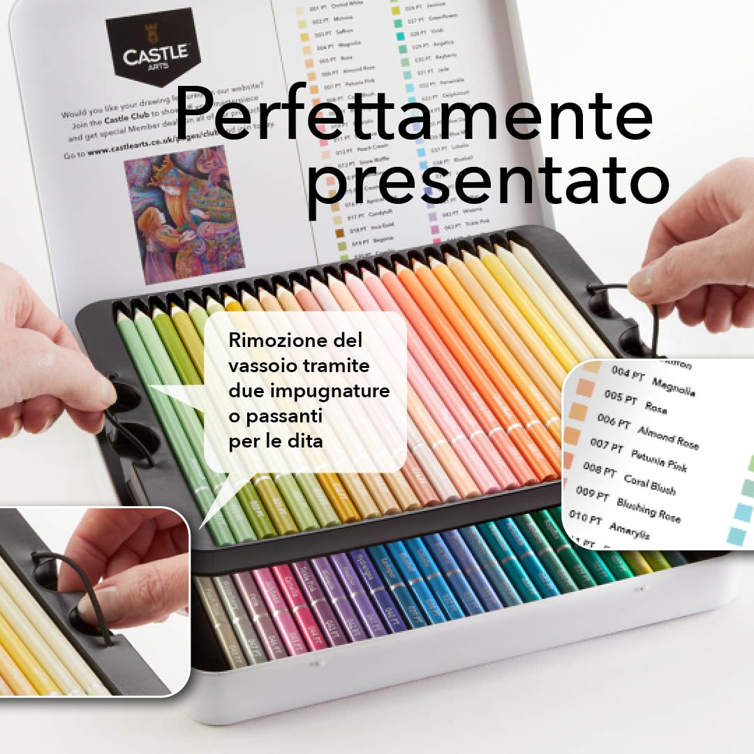 Castle Art Supplies Set di Matite Colorate in Tinta Pastello 48 Colori Cofanetto di Metallo