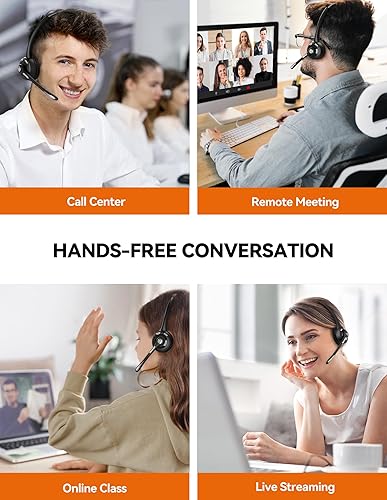 Miniatura 6 de TECKNET - Auriculares Bluetooth, auriculares inalámbricos con micrófono de cancelación de ruido para camionero, auriculares Bluetooth sobre la oreja