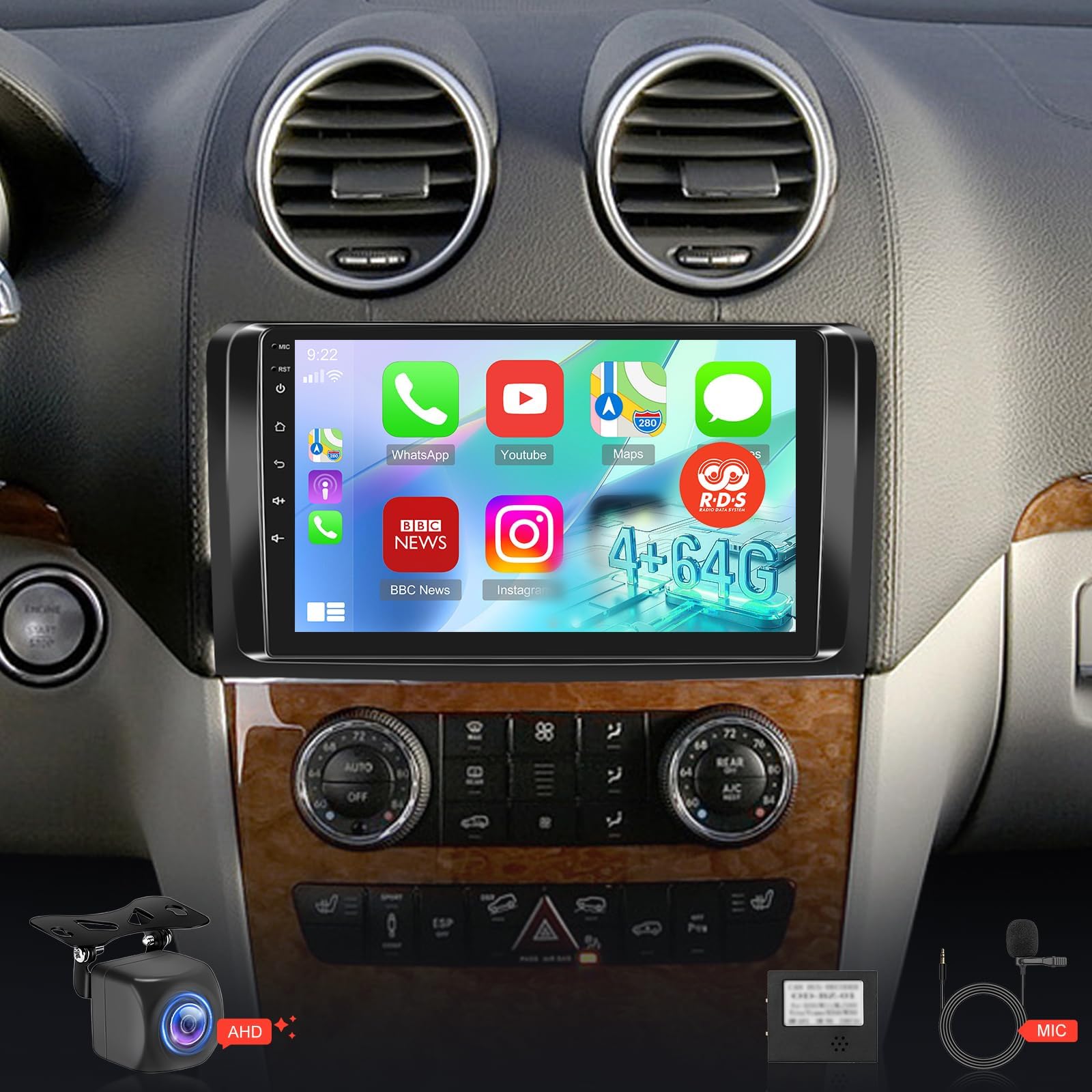 Amazon.com: [4+64G] Car Radio for Mercedes Benz GL ML W164 X164 ML350 ...