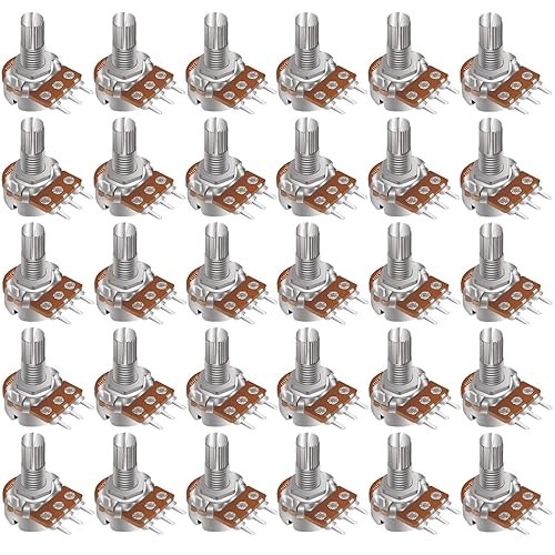 Taiss 30 unidades de potenciómetro de 10 K ohmios WH148 B10K Resistencias variables Eje de 0.591 in 3 terminales de audio giratorio lineal Tipo B