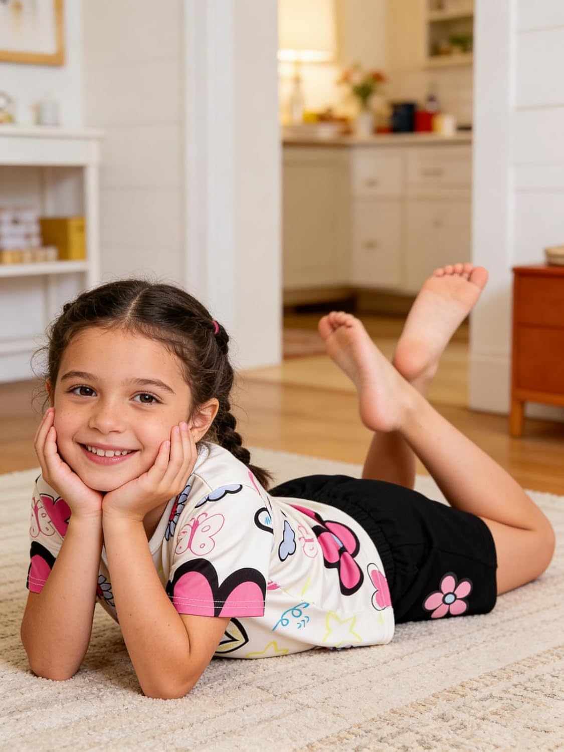 Toddler Girl Clothes Floral Printed Short-Sleeved Top and Shorts Clothing Set Little Girls Outfits Size 3-7 Years - Image 3