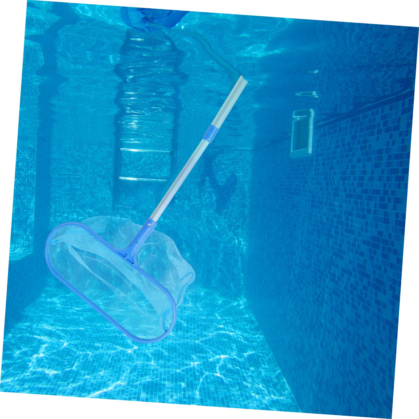 Schwimmbad Blau Skimmernetz mit Abnehmbarer Teleskopstange 105cm