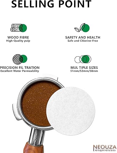 Miniatura 6 de NEOUZA Filtro de papel de café redondo para máquina de espresso, portafiltro, olla Moka, 100 unidades, pantalla desechable sin blanquear (2.008in)