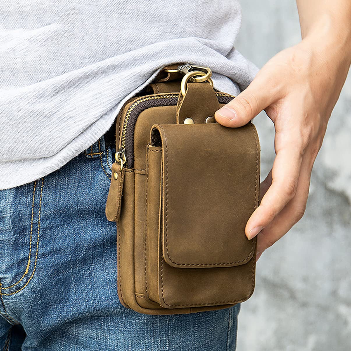 Housoutil 2St Gürteltasche multifunktionstasche werkzeugtaschen etuii handyhülle Handy aufsteller Taktische Tasche Tool Pouch Trekking zubehör Phone Holder für Männer Werkzeugkasten Mann Pu