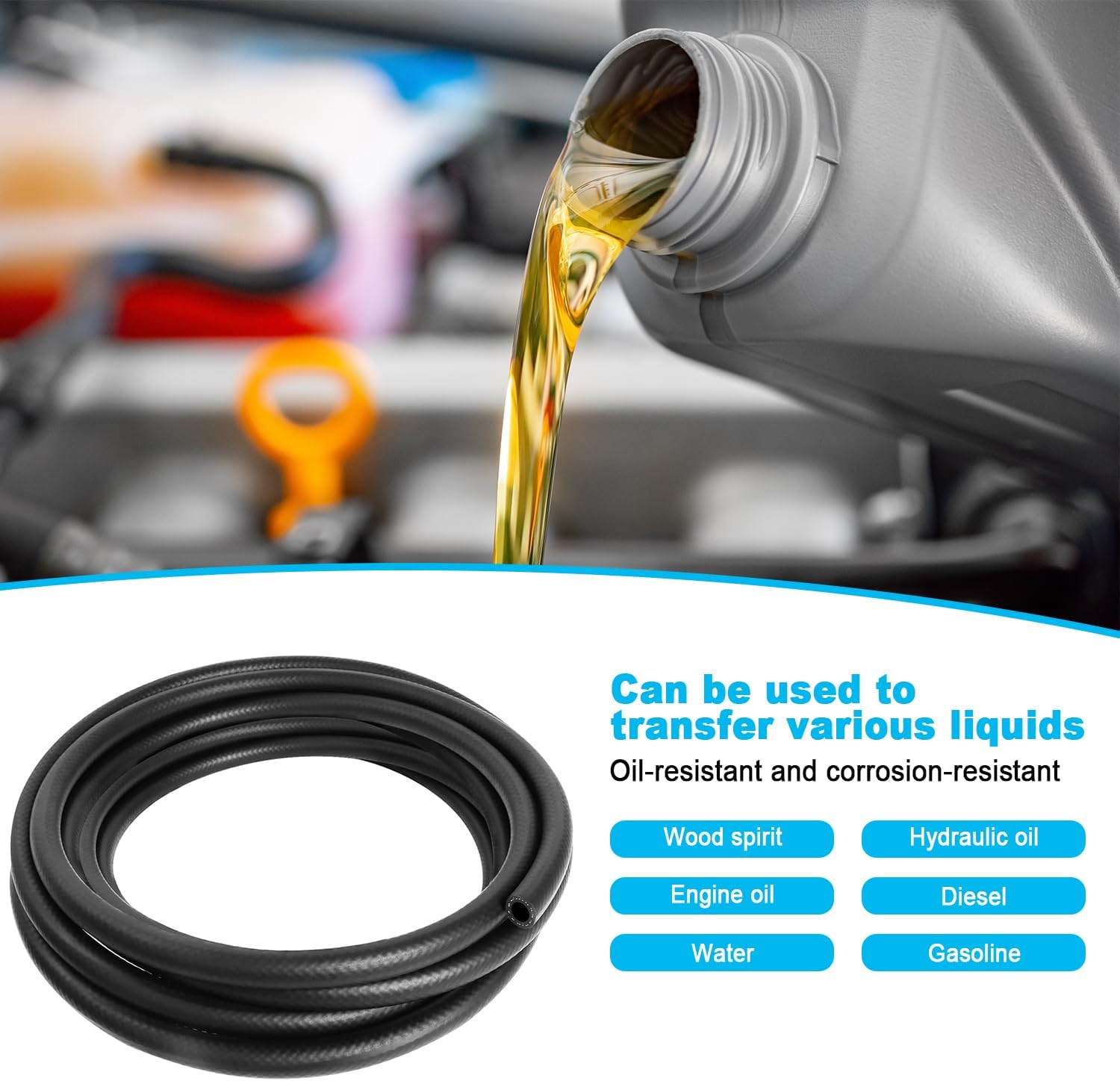 Fuel Line Kit 3/8" 5/16" 1/4" 1/2" 3/16"ID 3FT High Pressure 300PSI Reinforced NBR Rubber with 5/16" Primer Bulb Engines Marine Outboard Motor with 0.8" 3/32" 1/8"ID Fuel Hose String Trimmer