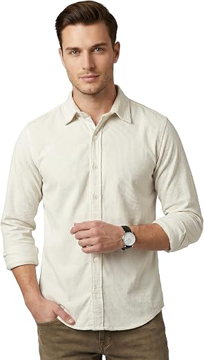 Beyoung Corduroy Shirt for Men - Black | Premium Textured Fabric | Classic Collar | Casual &amp; Smart Shirt