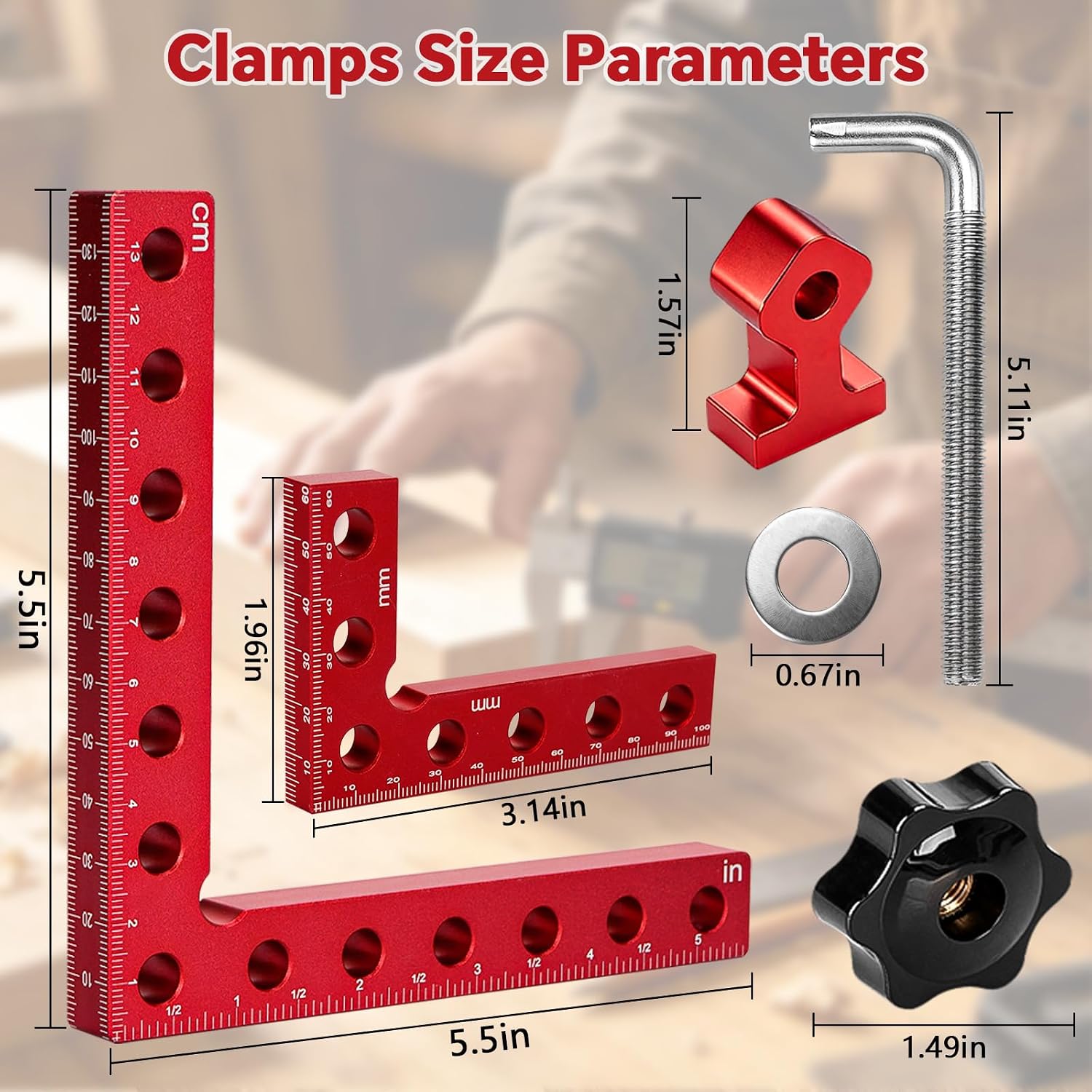 8Pcs Corner Clamps for Woodworking, 90 Degree Aluminum Right Angle Clamps