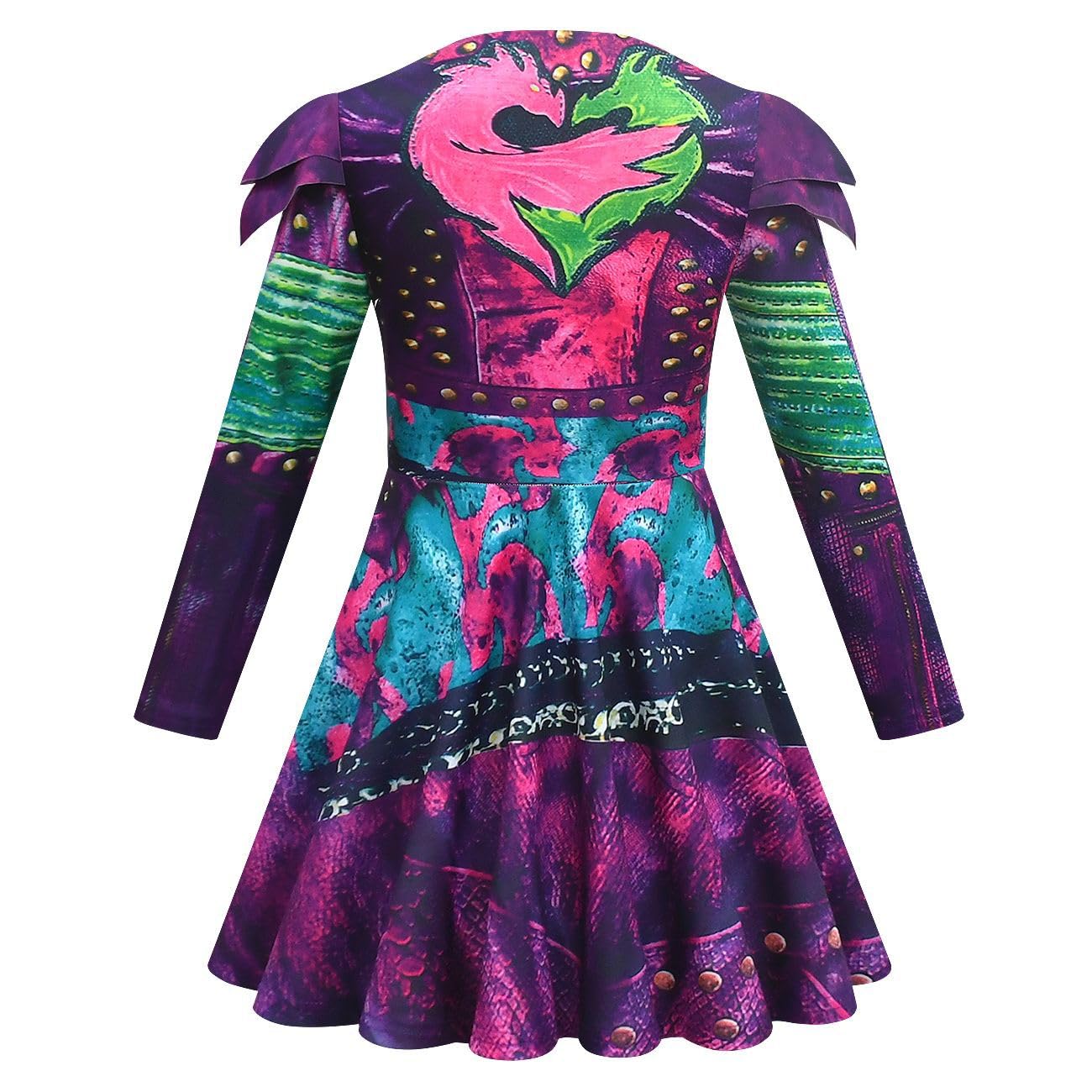 Delanhon Girls Princess Mal Dress Kids Luxury Purple Fancy Dress Costume Cosplay Carnival Outfit for 4-12 years (150, mal) - Image 2