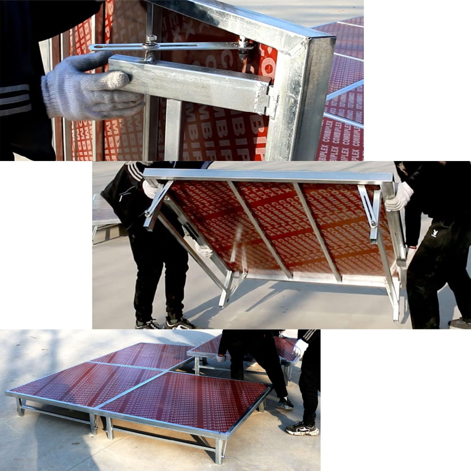 Piattaforma portatile per palcoscenico, 22 x 22,6 cm, resistente piattaforma modulare, superficie antiscivolo, capacità 599,6 kg, pieghevole per DJ, matrimoni, eventi scolastici, spettacoli dal vivo
