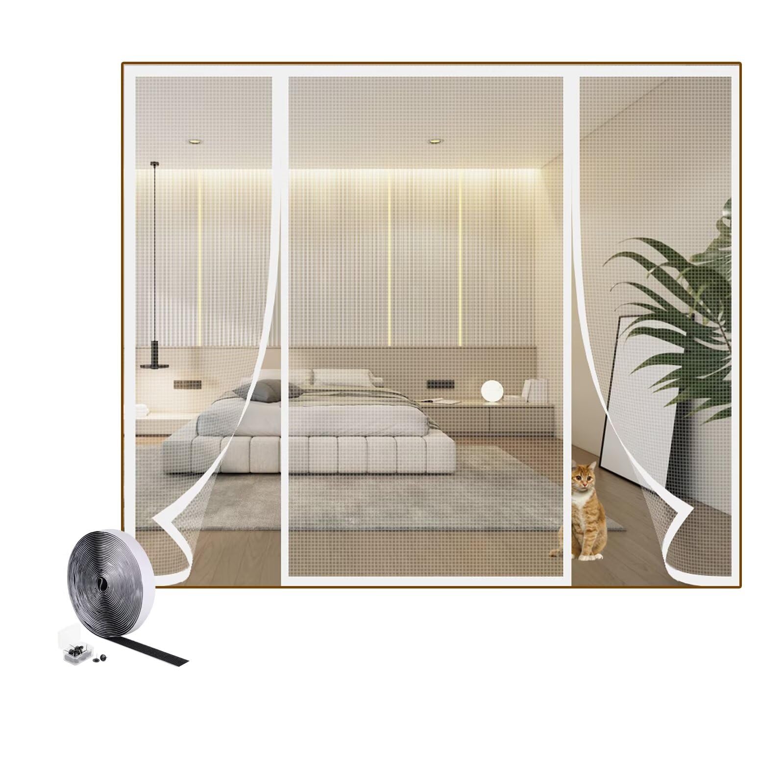 Moustiquaire magnétique porte 100x255 cm blanche anti-mouche sans perçage