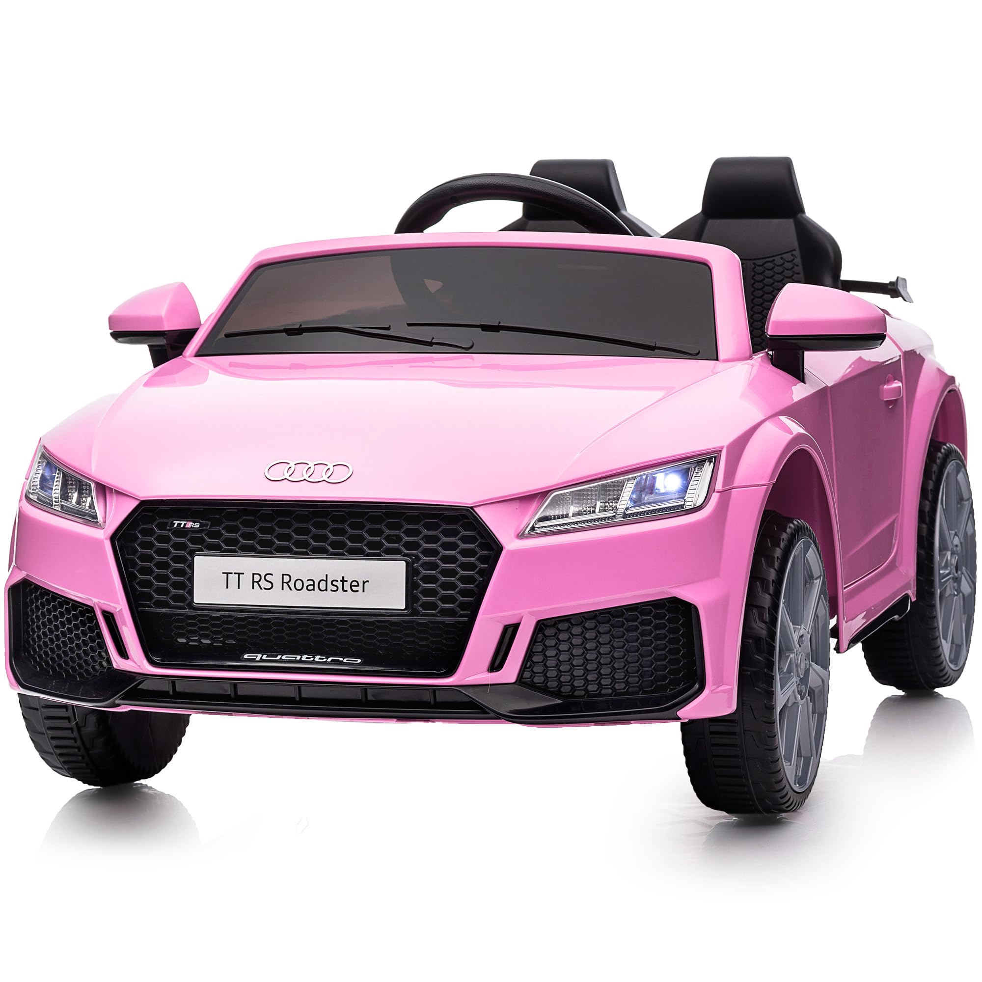 Hikkido Audi TT RS Lizenziertes Kinder Elektroauto, 12V Elektroauto für Kinder ab 3 Jahre mit Fernbedienung - Hellrosa