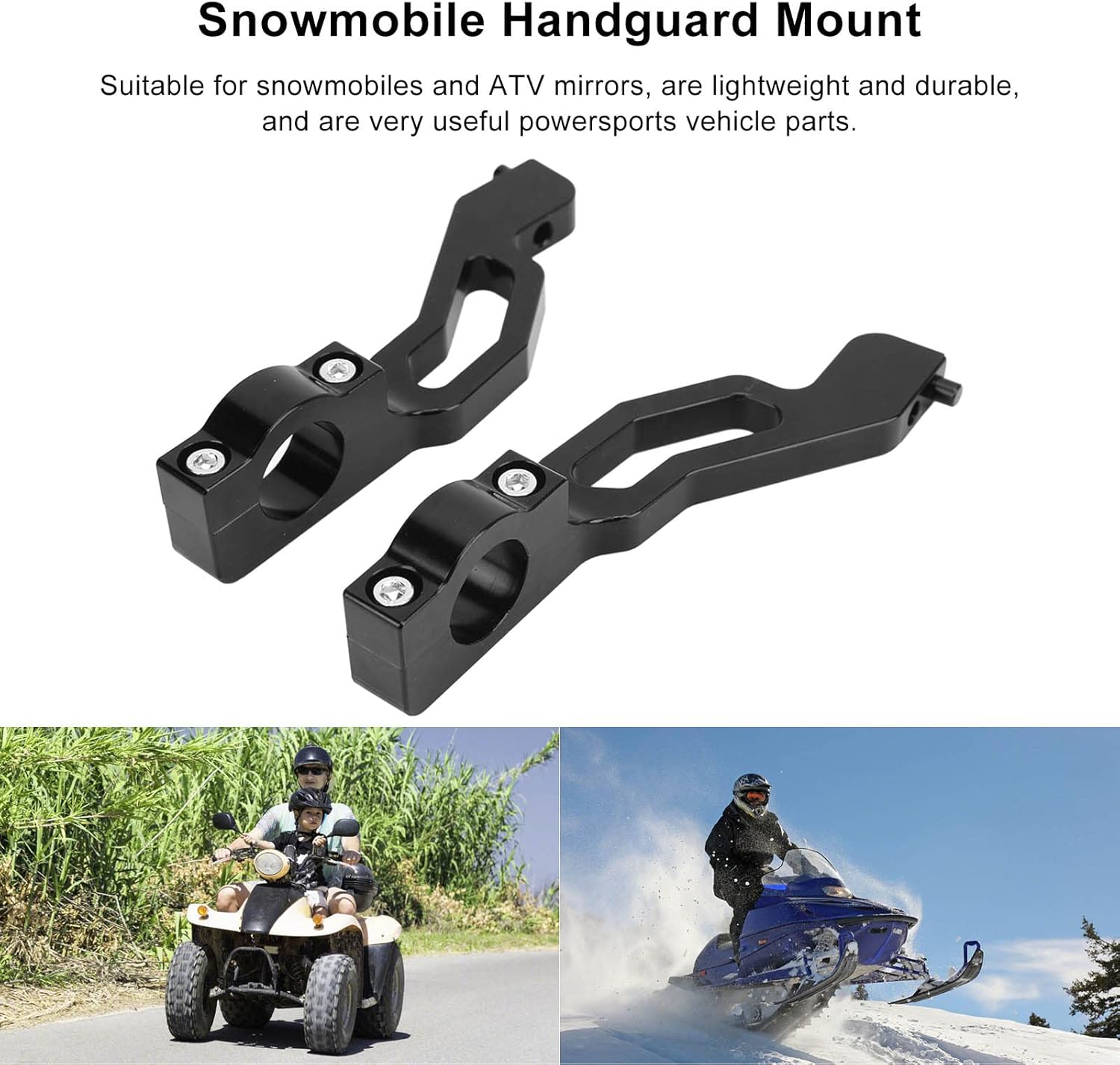 ATV Handguards Mounting Kit, Aluminum Sportsman Powersports Handguards Mount Brackets, Fit for Polaris 600 800 850 Pro S XCR, Snowmobile Handguards Mounting Brackets Kit (Black)