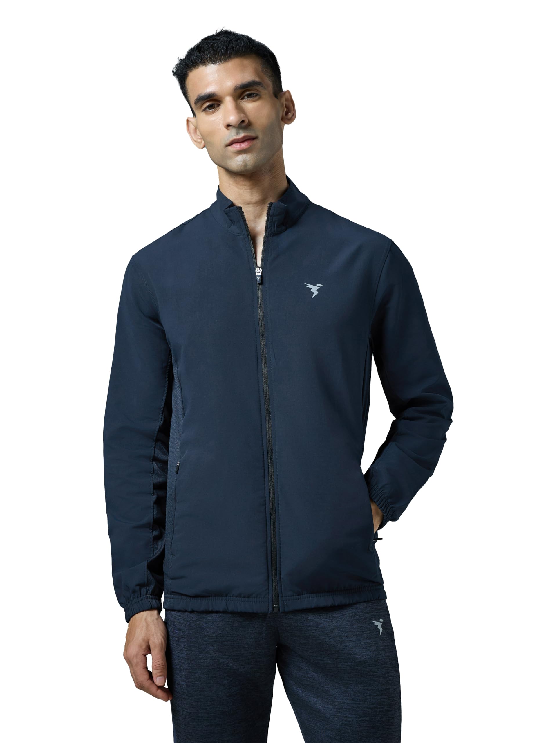 Men's Polyester Regular Lightweight Woven High Neck Sporty Jacket (PM-86)