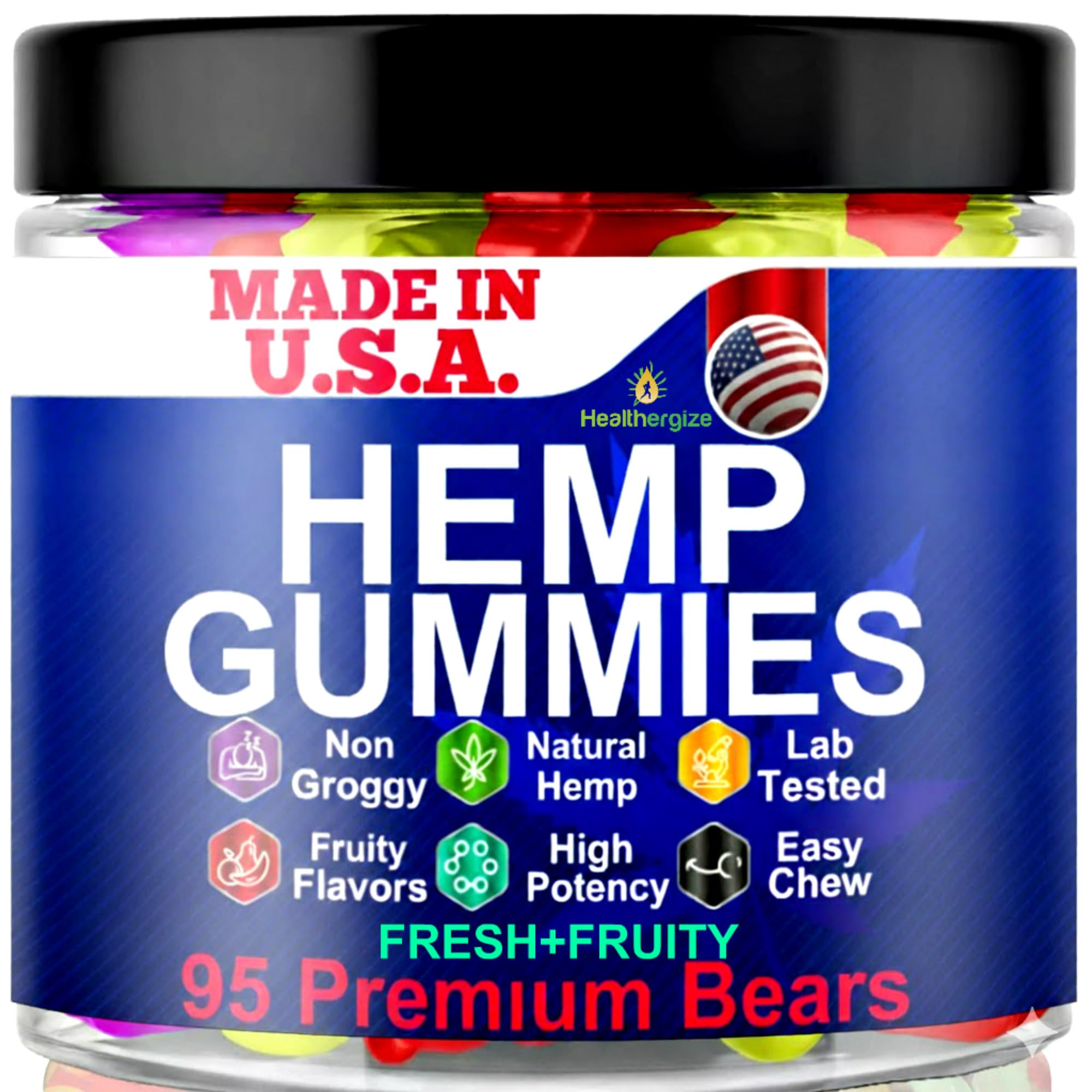 Hemp Gummies for Sleep Support Gummy Bear Edibles, Peace and Relaxation-Made in USA