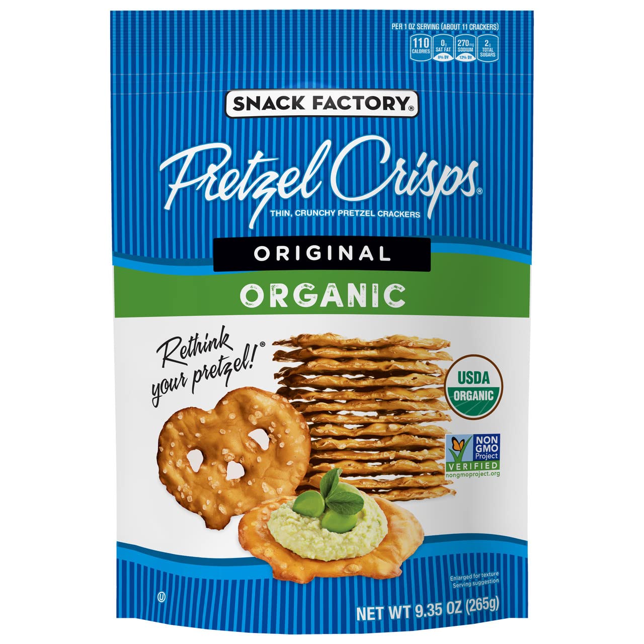 Pretzel Crisp, PRETZL Crisp, OG2, Original, Pack of 12, Size 9.35 OZ - No Artificial Ingredients 95%+ Organic12