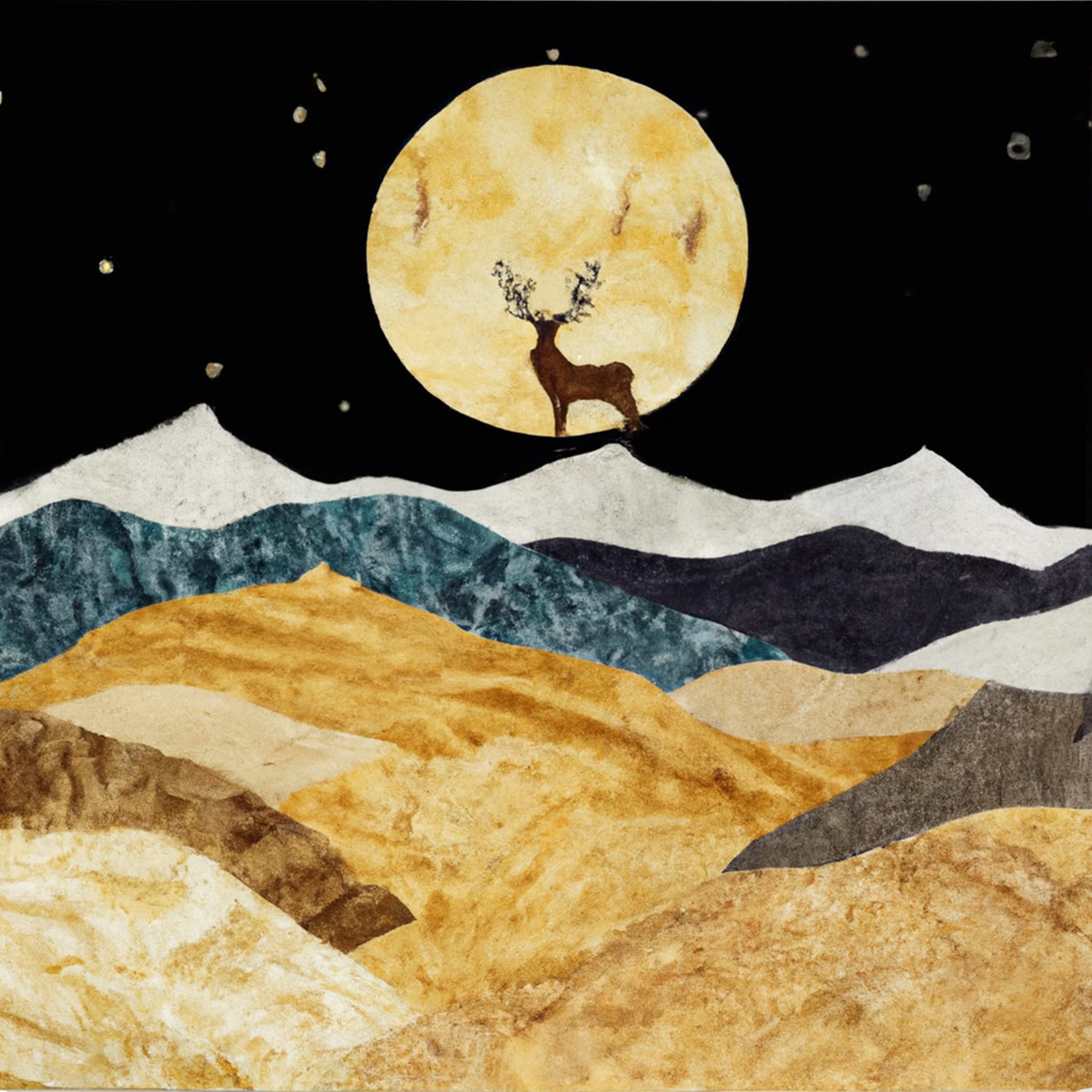 Ginfonr 5D Diamond Painting Kits Moon Deer Full Drill by Number Kits, Landscapes DIY Paint with Diamonds Art Rhinestone Craft Decor for Home (12x12inch) ai-7