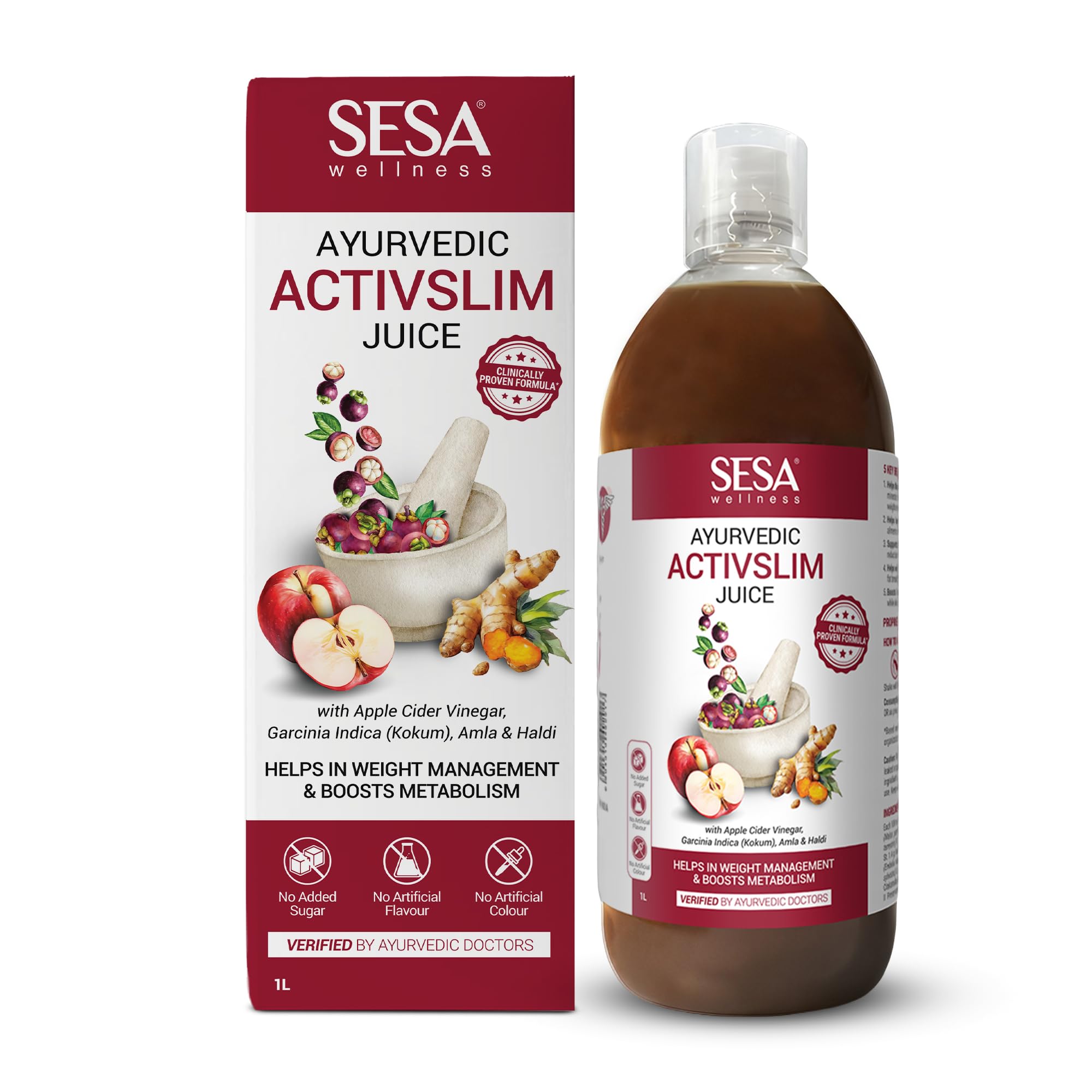 SESA Ayurvedic Activslim Juice 1 Lt Helps in Weight Management Made with Apple Cider Vinegar Healthy Diet Drink Active Slim, No added Sugar, Colour or Flavour (1 Lt)-image-28