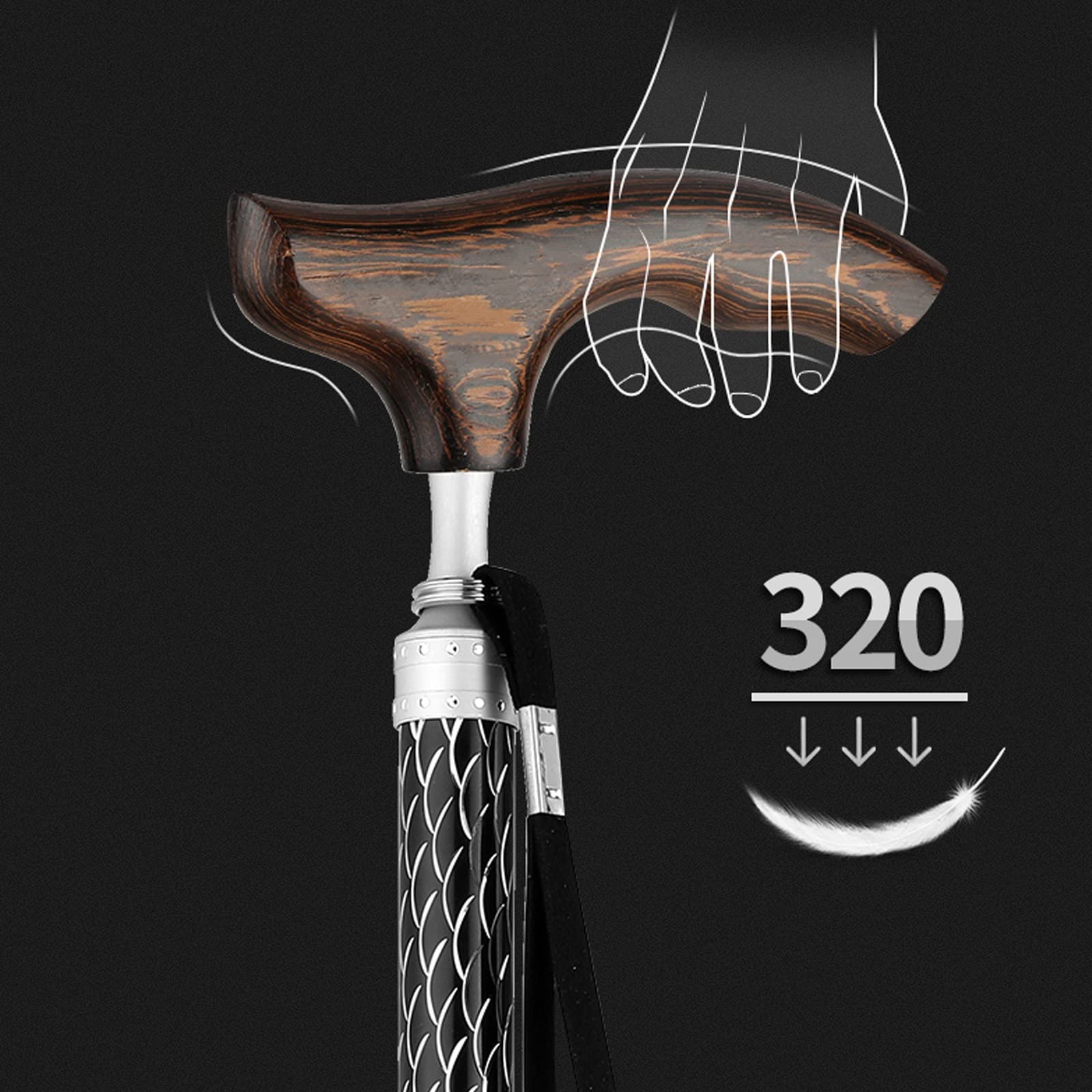 Bastón para Caminar, Bastón de Aluminio Ajustable de 71-98 cm para Hombres y Mujeres, Ayuda para Equilibrar La Movilidad, Bastón para Escalar para Viajes de Senderismo (Color : Gold)