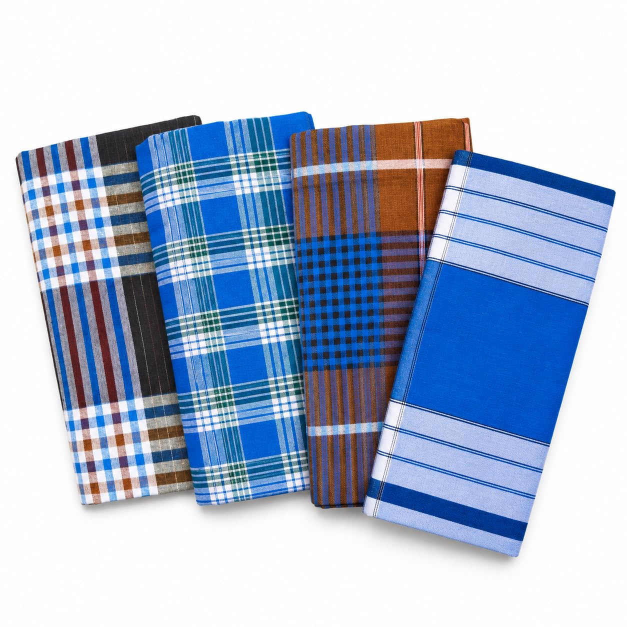 colourica Cotton Lungi for Men | 2.10 Meter Free Size | Soft Breathable Checkered Lungi | Multi Colour Stitched Lungi | Traditional Casual Home Wear | Pack of 4-picture-42