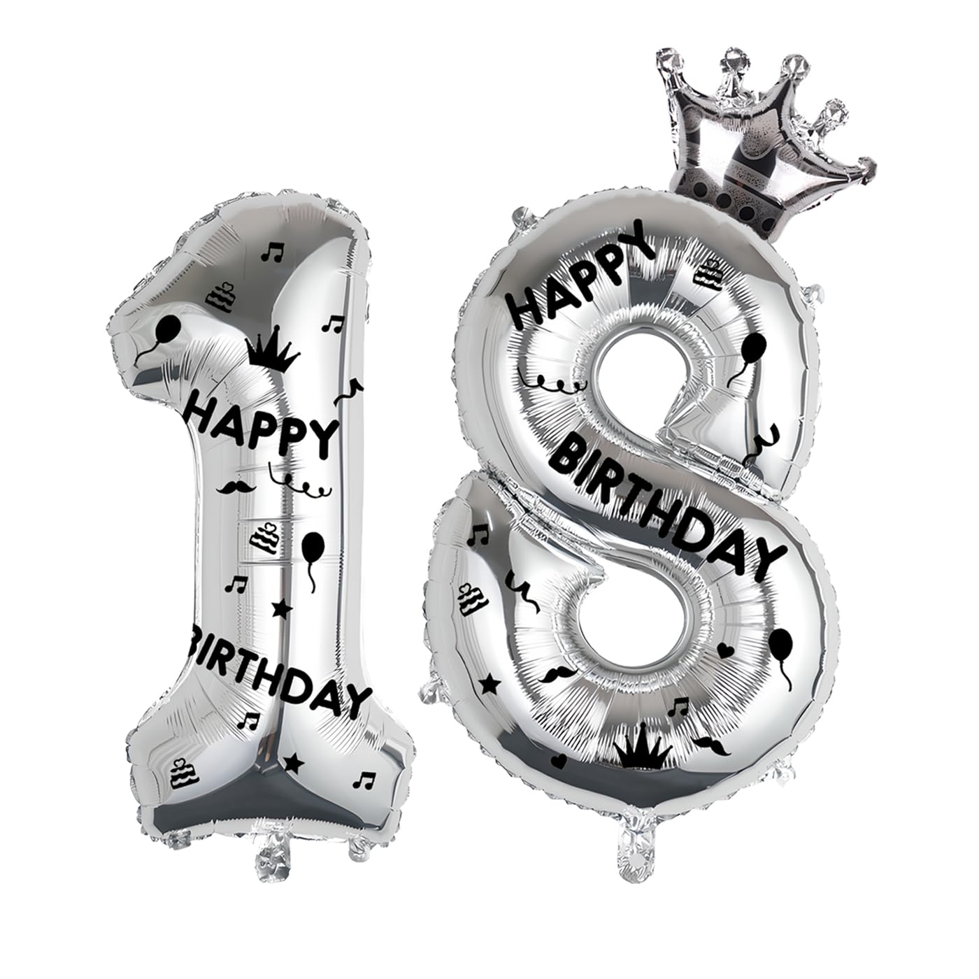 40 Inch Silver Foil Balloon Number 18,Crown 18th Birthday Party Decorative Balloons,Number Large Numbers Balloon 18,Girls Boys 18th Birthday