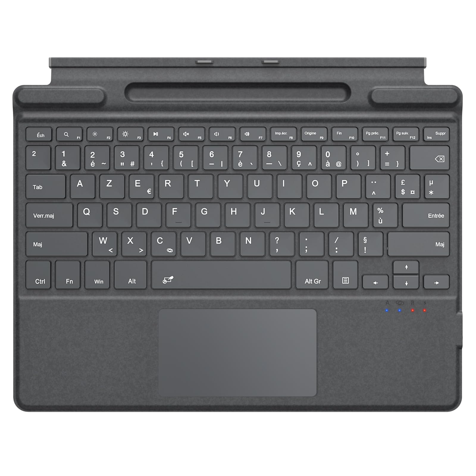 MoKo Clavier Bluetooth Français avec Pavé Tactile pour Microsoft Surface Pro 12/11/ 10/9/ 8/ X 13 Pouces, Clavier Type Cover Fin AZERTY sans Fil avec Porte-Stylet (sans Fonction de Charge), Gris
