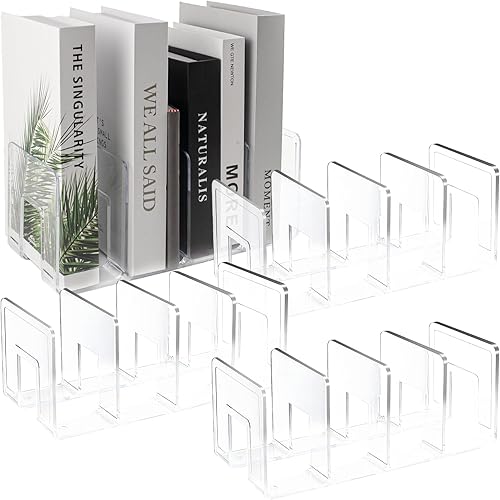 Paquete de 4 clasificadores de archivos acrílicos, organizador de carpetas de archivos de escritorio transparente de 4 secciones, estante grueso de