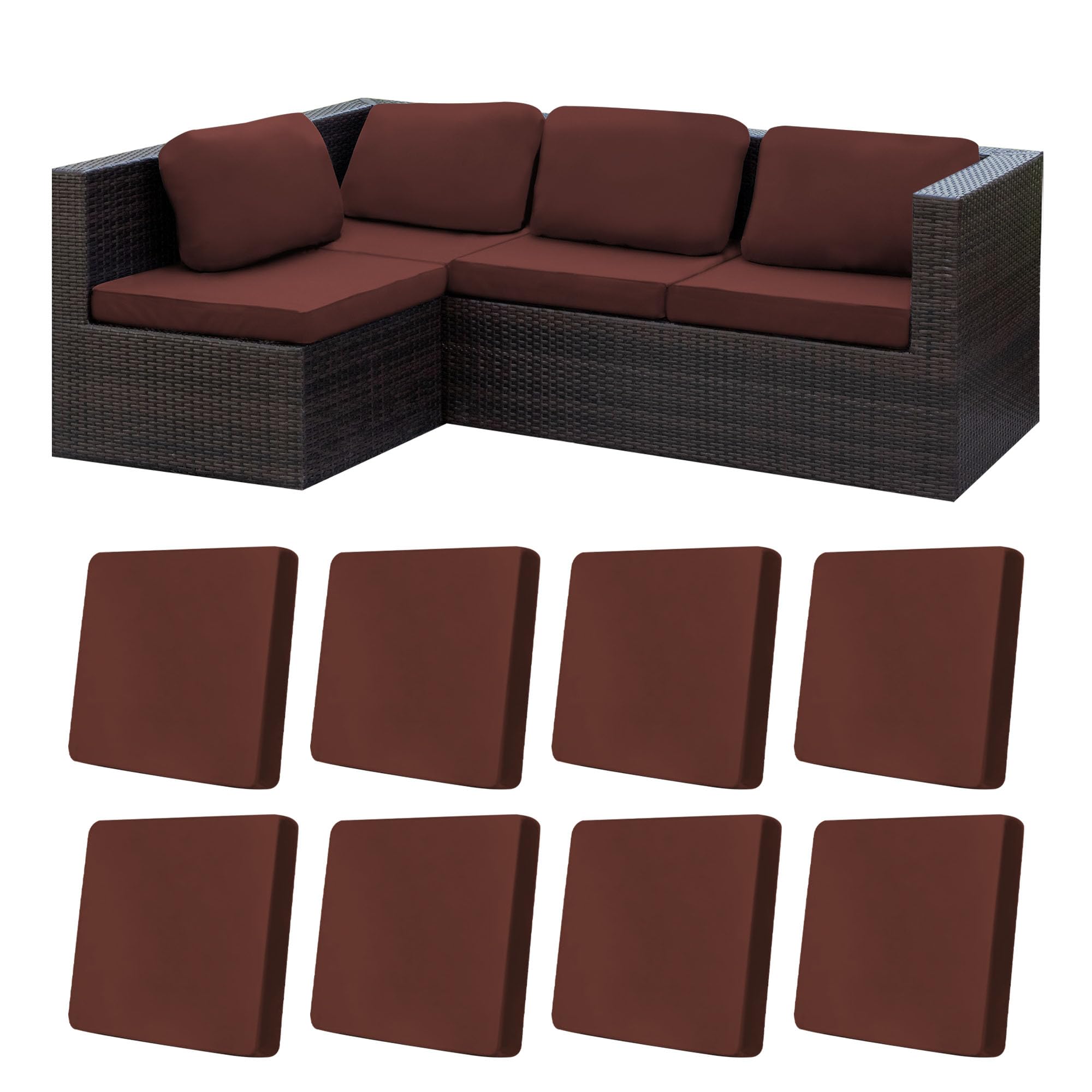 8 Pcs Outdoor Cushion Covers, Patio Sofa Cushion Covers Replacement
