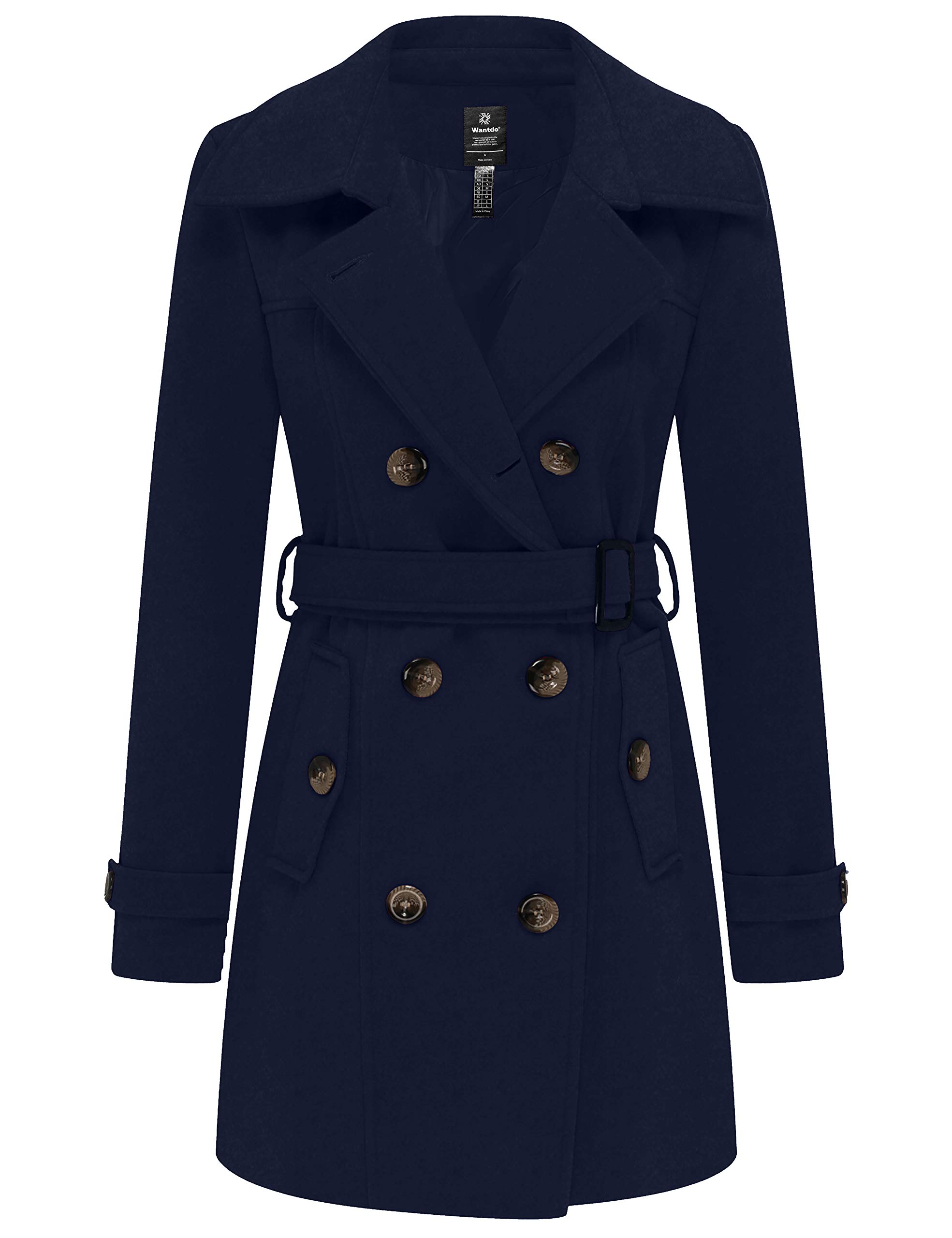 wantdo Women's Double Breasted Pea Coat Winter Mid-Long Trench Coat with Belt-picture-48
