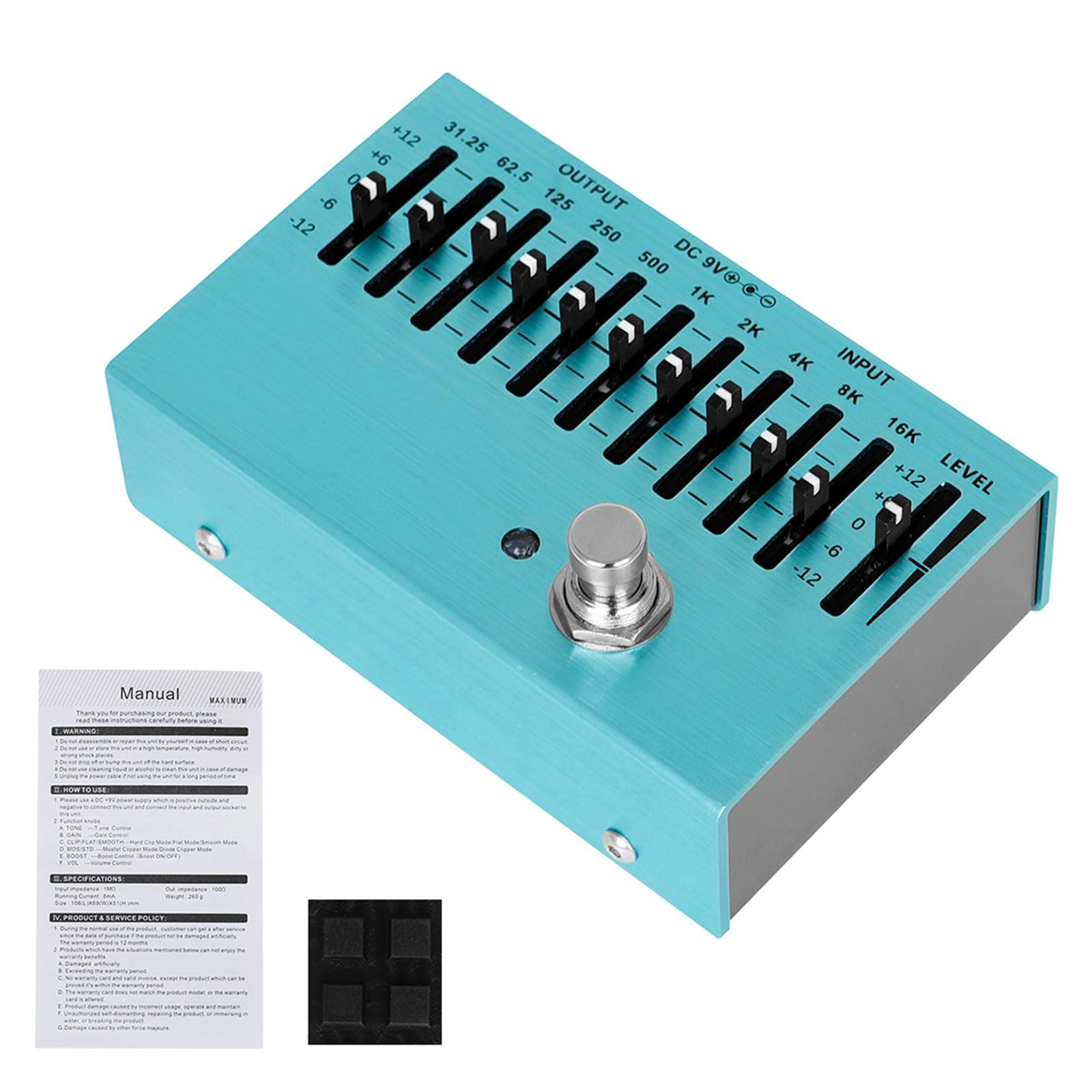 Equalizzatori a 10 bande Pedale Effetto per Chitarra Equalizzatori Portatile Dispositivo Effetti Audio Accessorio Adatto per gli appassionati di musica Regolatore di frequenza