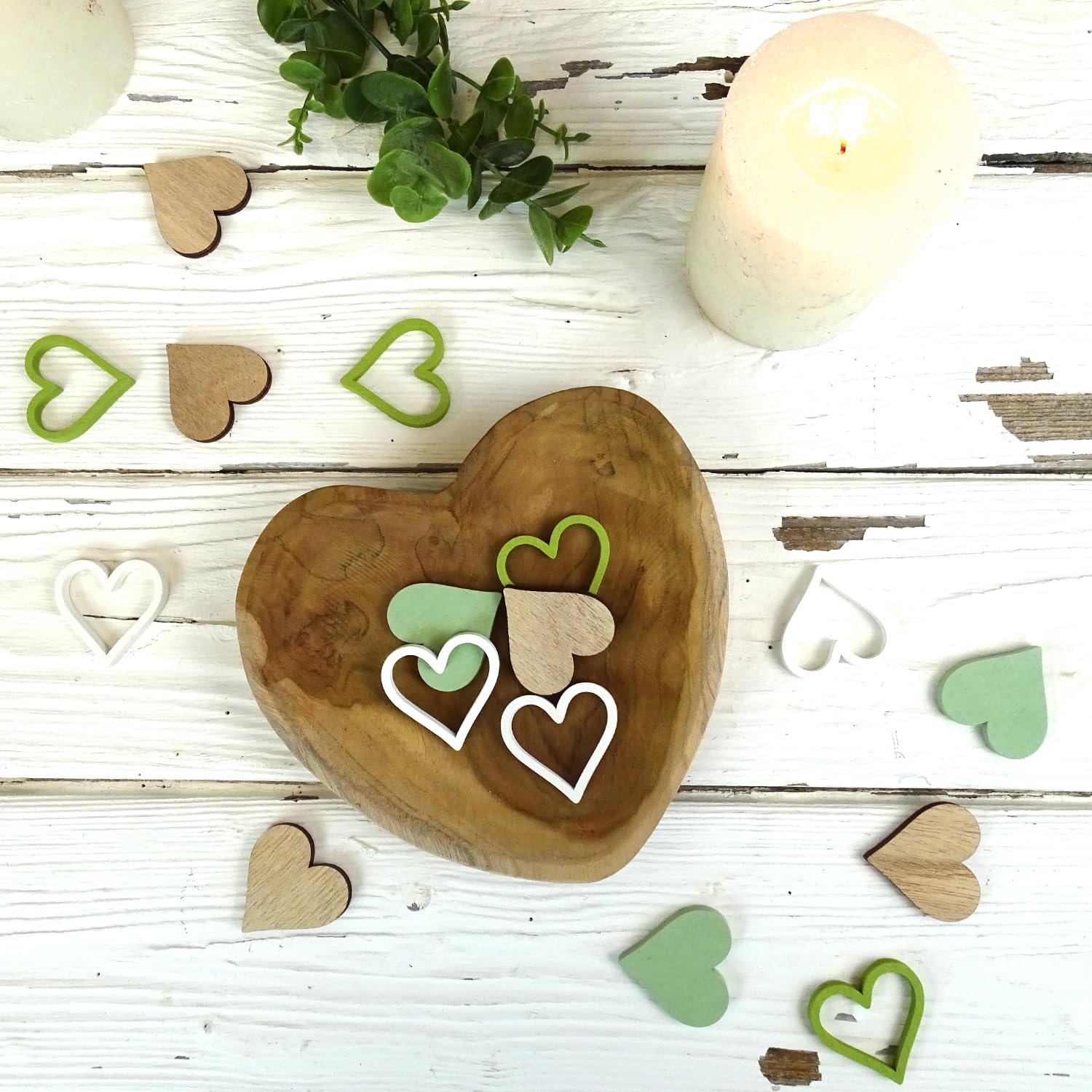 Logbuch-Verlag Bandeja corazón madera 15 cm - cuenco de madera decorativo - decoración rústica boda - corazón de madera