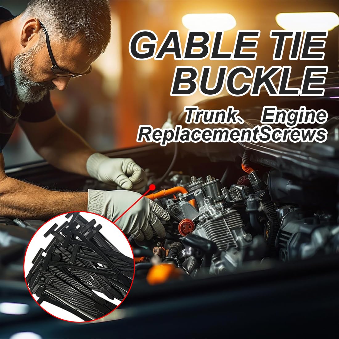 50 Pezzi Nylon Universal Cable Tie Buckle, Fascette, Fibbie per Fascette, Nylon-Fascette, Plastica-Fascette, Universali, Autobloccanti, Resistenti ai Raggi UV, Per Auto, Riparazioni Quotidiane