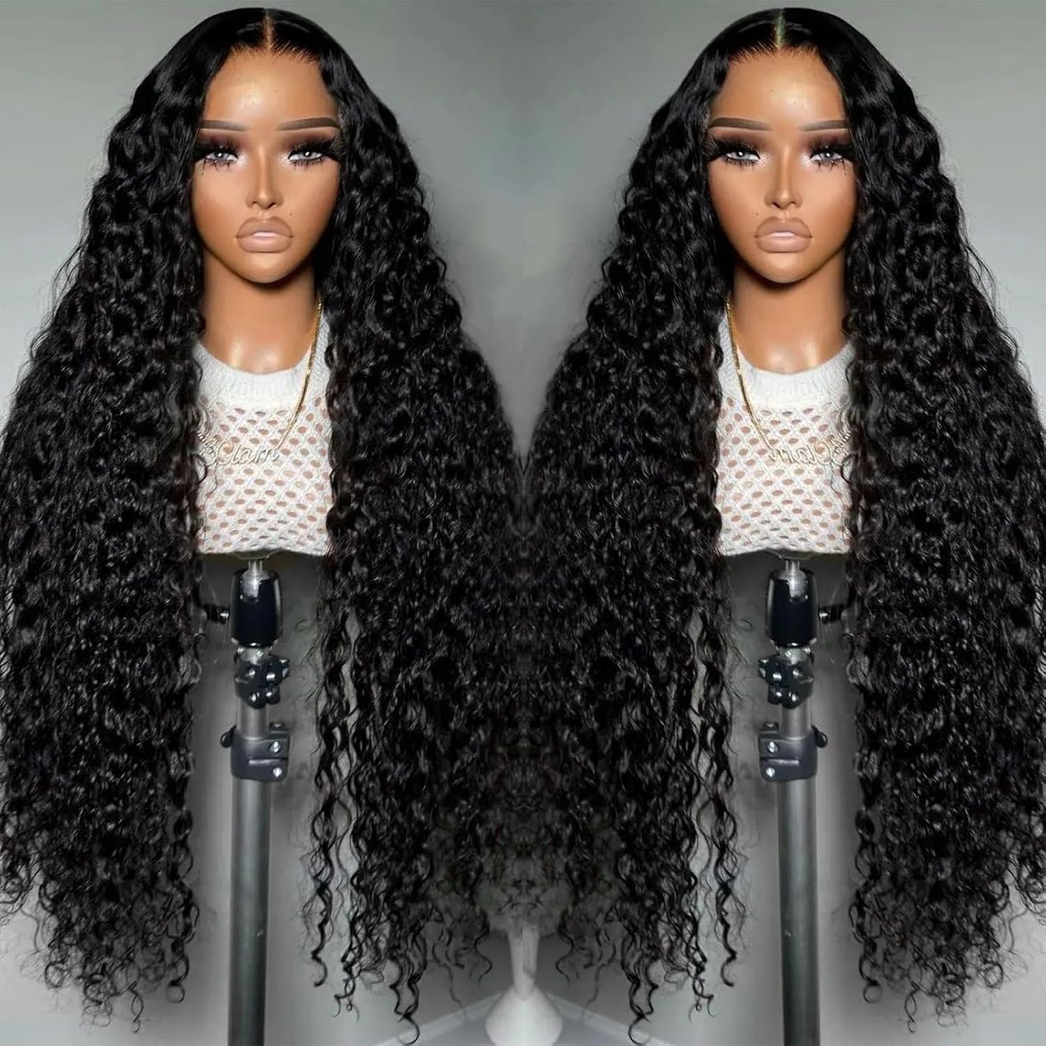 13x6 HD Transparent Lace Front Wigs Human Hair 200 Density Curly Lace Front Wigs Deep Wave Wigs for Women Wet and Wavy Human Hair Wig Pre Plucked with Baby Hair Natural Color 22Inch