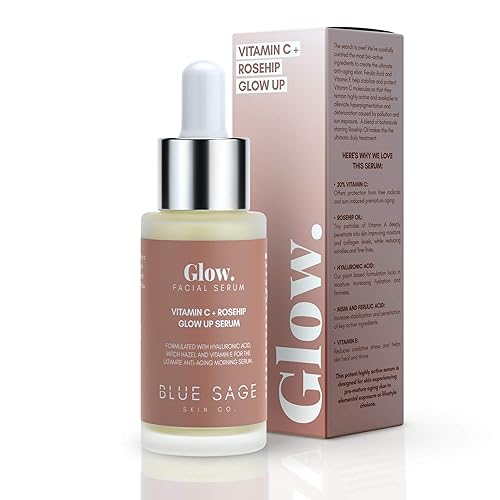 Miniatura 1 de Blue Sage Suero facial diario con vitamina C  rosa mosqueta Glow up  Suero facial natural antienvejecimiento para el cuidado de la piel ácido