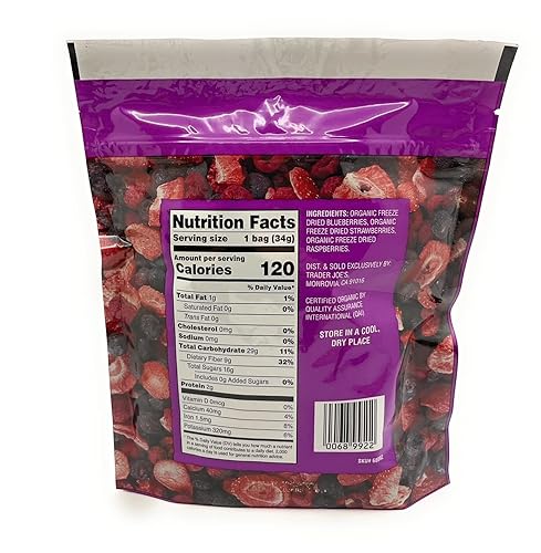 Miniatura 5 de Trader Joes - Surtido de frutas secas, mezcla de bayas orgánicas liofilizadas de 1.2 onzas y fresas liofilizadas de 1.2 onzas (paquete de 2)