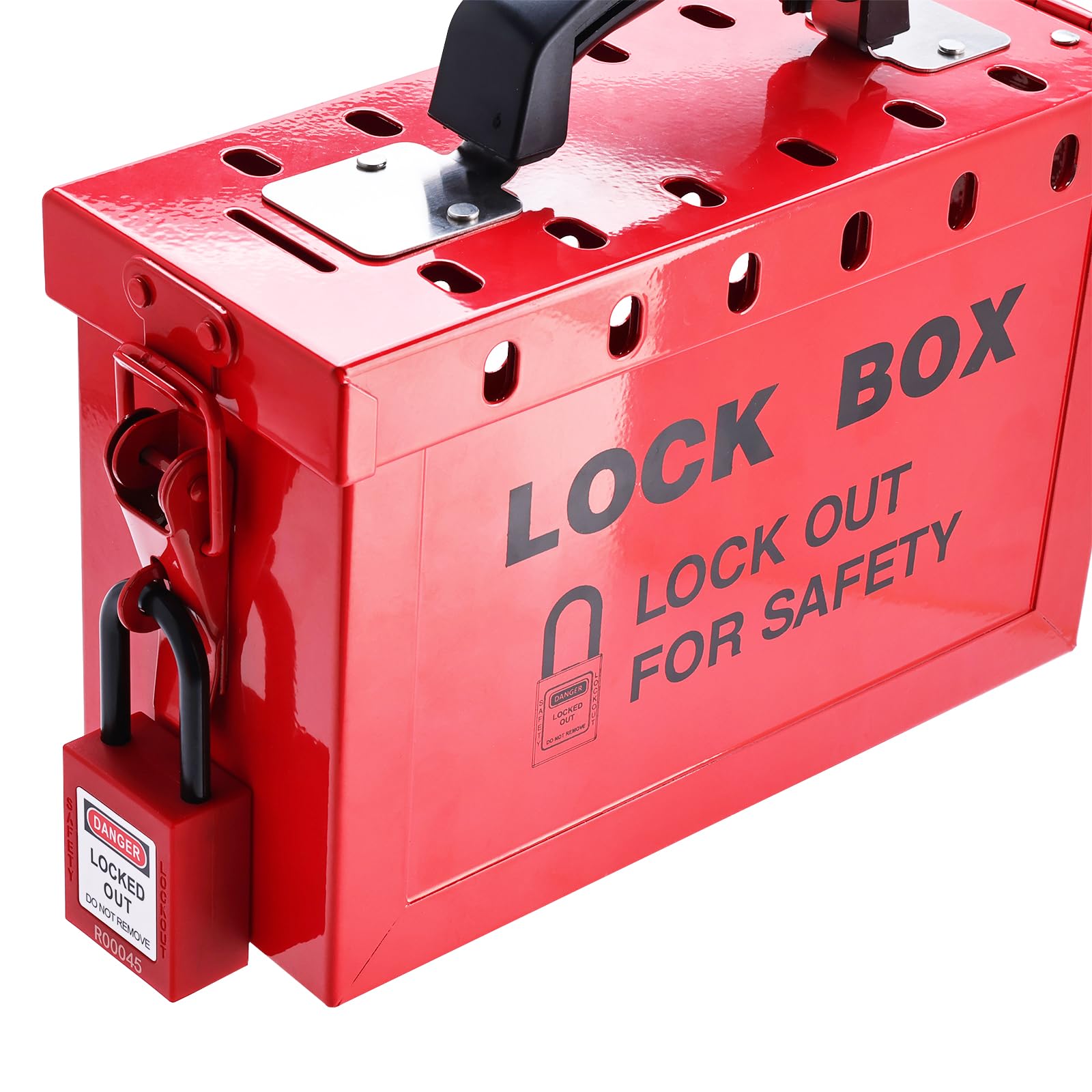 Lockout Tagout - Caja de bloqueo de grupo, caja de acero portátil roja, capacidad de 12 candados de seguridad para procedimientos de loto, paquete de 2