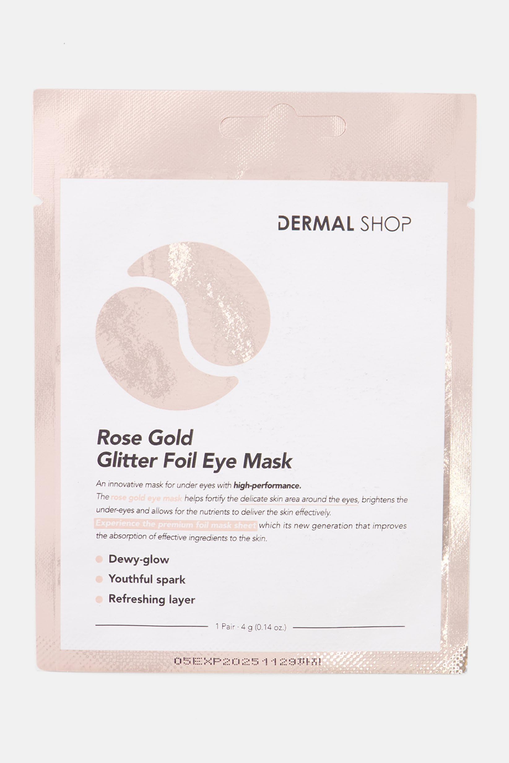 Dermal Rose Gold Glitter Foil Eye Mask 4 g