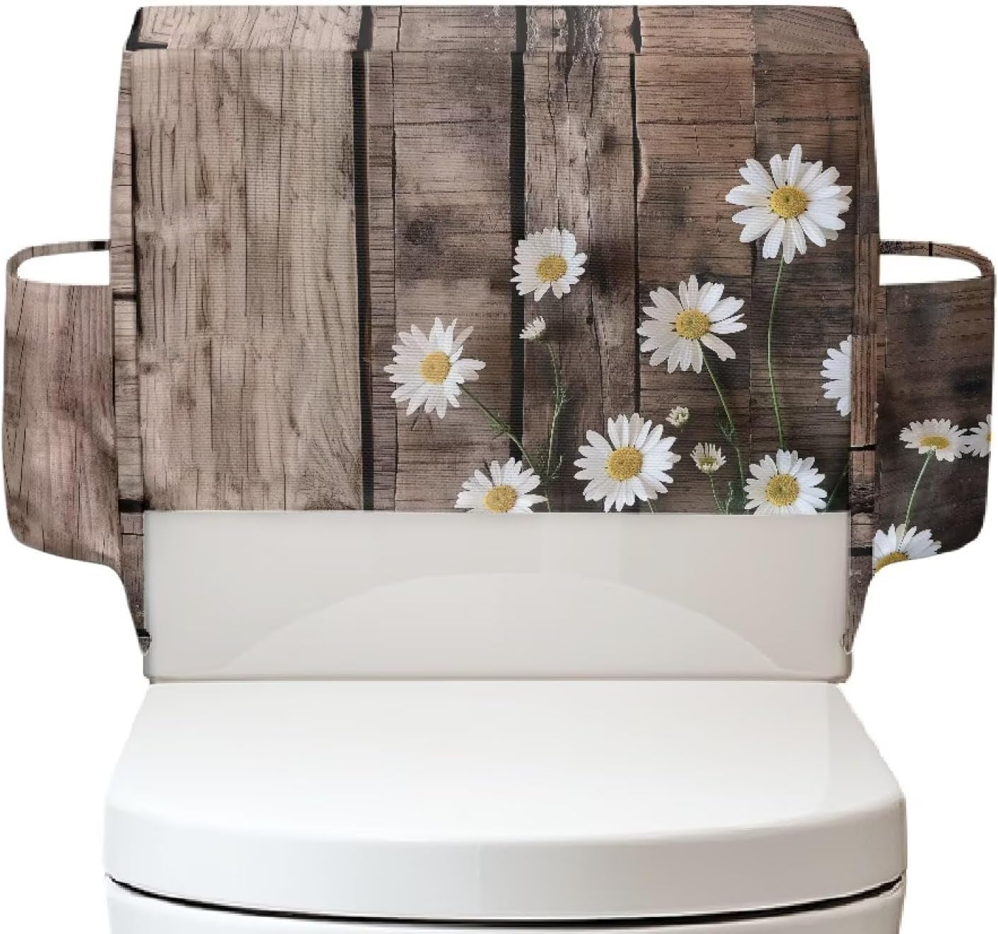 Watercolor Green Marble Toilet Top Cover Replacement Accessories Reusable Bathroom Toilet Tank Dust Cover with Storage Pockets