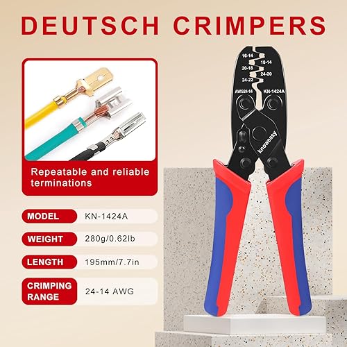 Miniatura 3 de Knoweasy Kit de herramientas de crimpado para conectores Deutsch DT crimpadora de barril cerrado y barril abierto, herramienta de extracción de