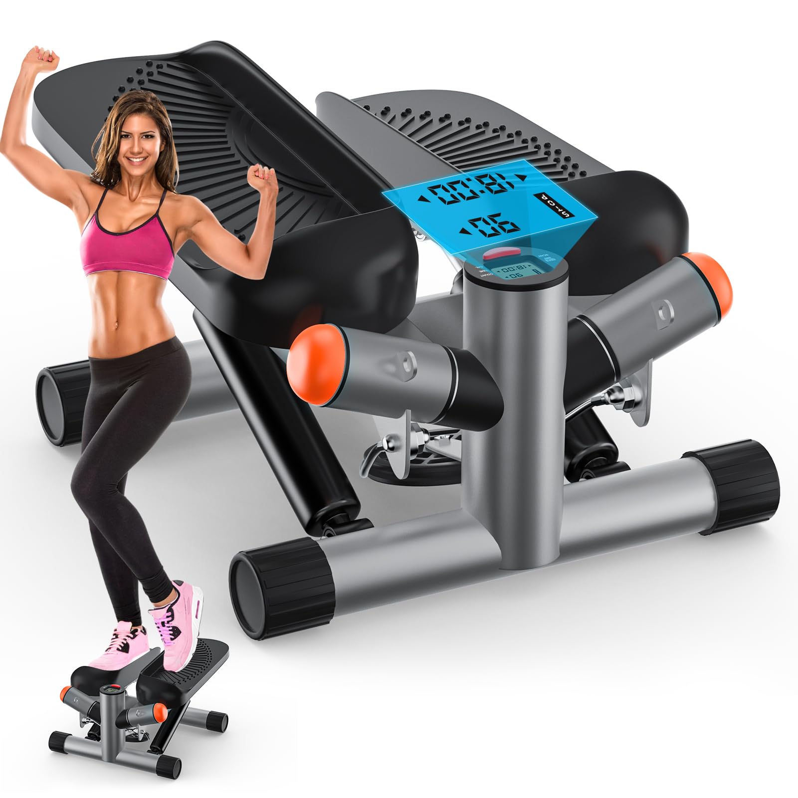 Mini Stepper Per Casa Con Display LCD - Capacità 150 Kg, Con Fasce Di Resistenza