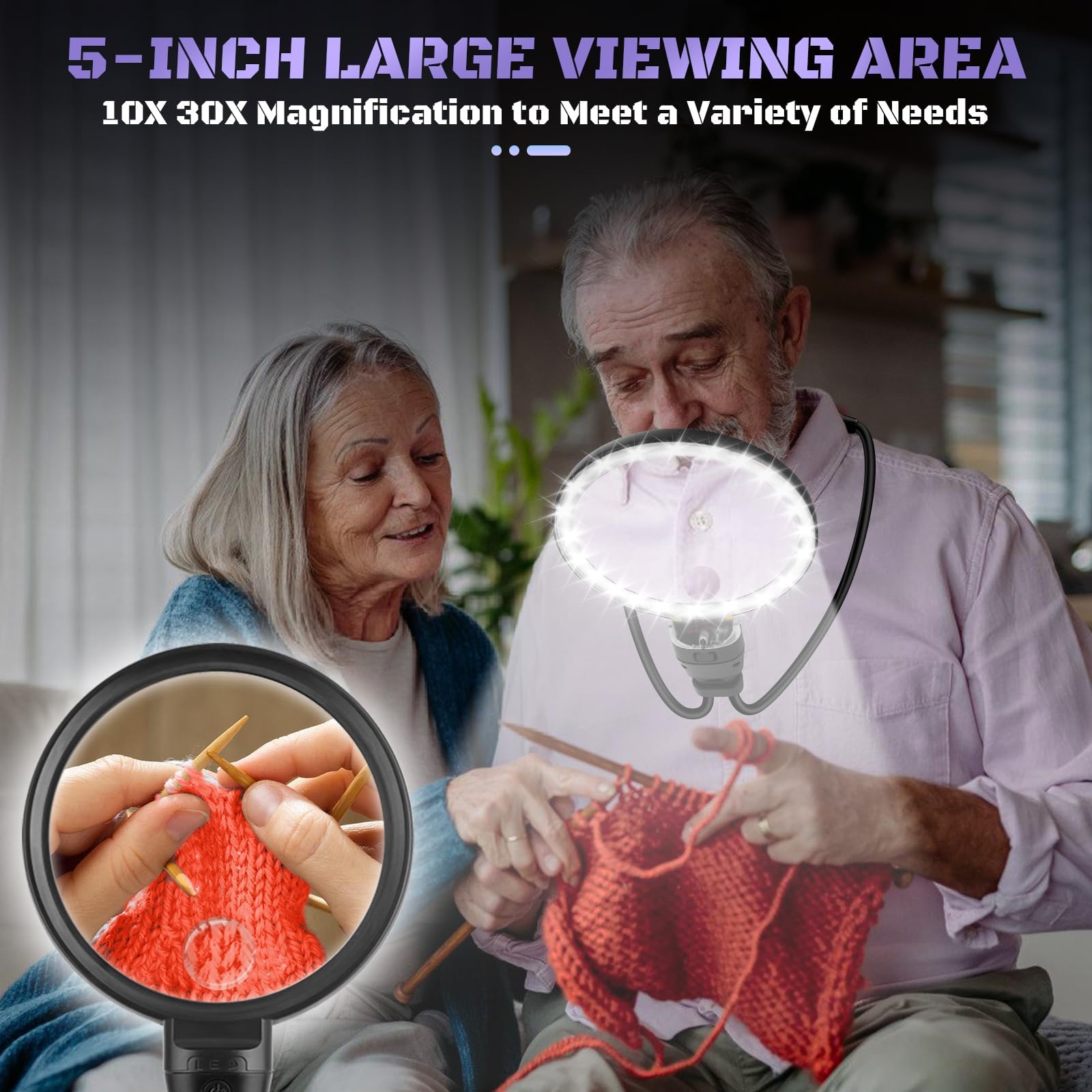 NZQXJXZ 10X Hands Free Magnifying Glass with Light - Image 2