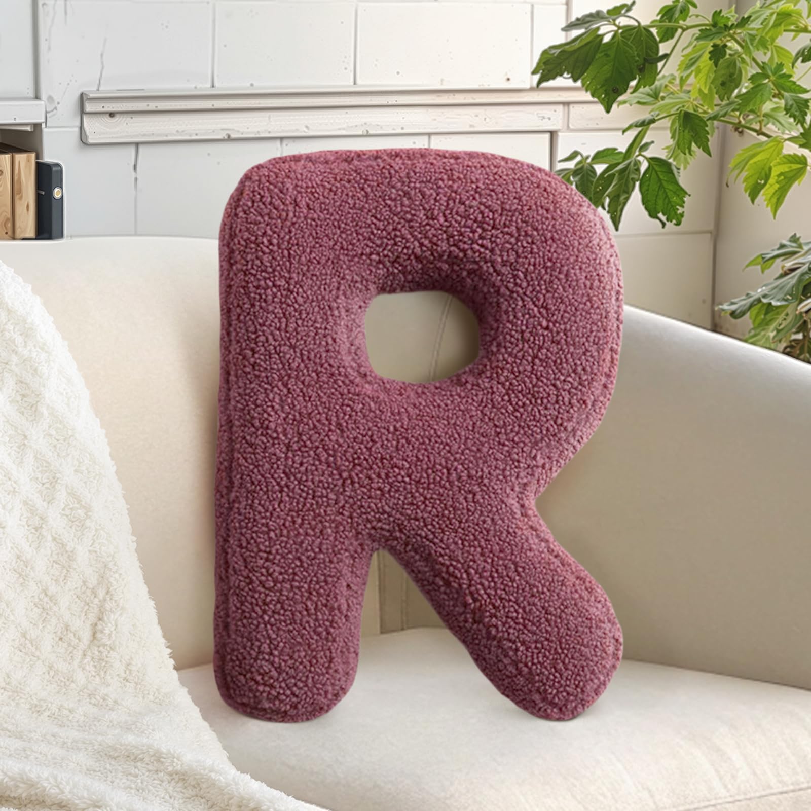 Letter Pillow for Couch Dark Red Initial Alphabet R Throw Pillow