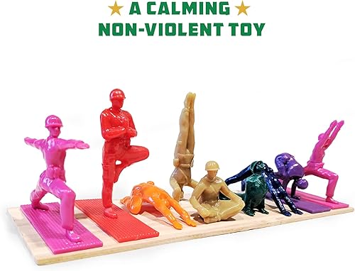 Vista 18 de Serie 1 - Juego de 9 figuras de yoga para hombres del ejército, decoración para escritorio, oficina, aula, hogar o estudio, Zen Meets GI Joe, Rosa