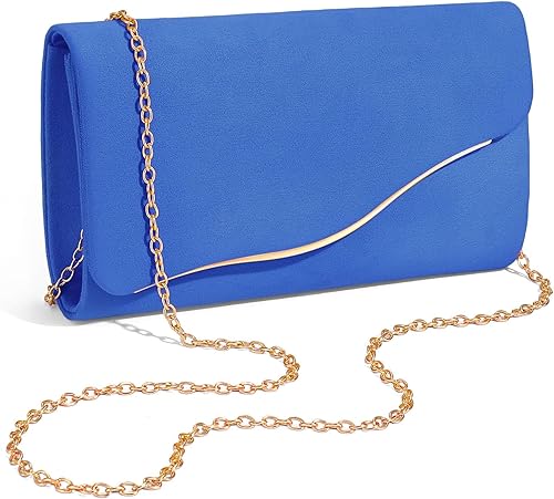 Miniatura 16 de Bolsos de mano para mujer, bolso de mano formal de noche con cadena desmontable de gamuza sintética para boda y fiesta