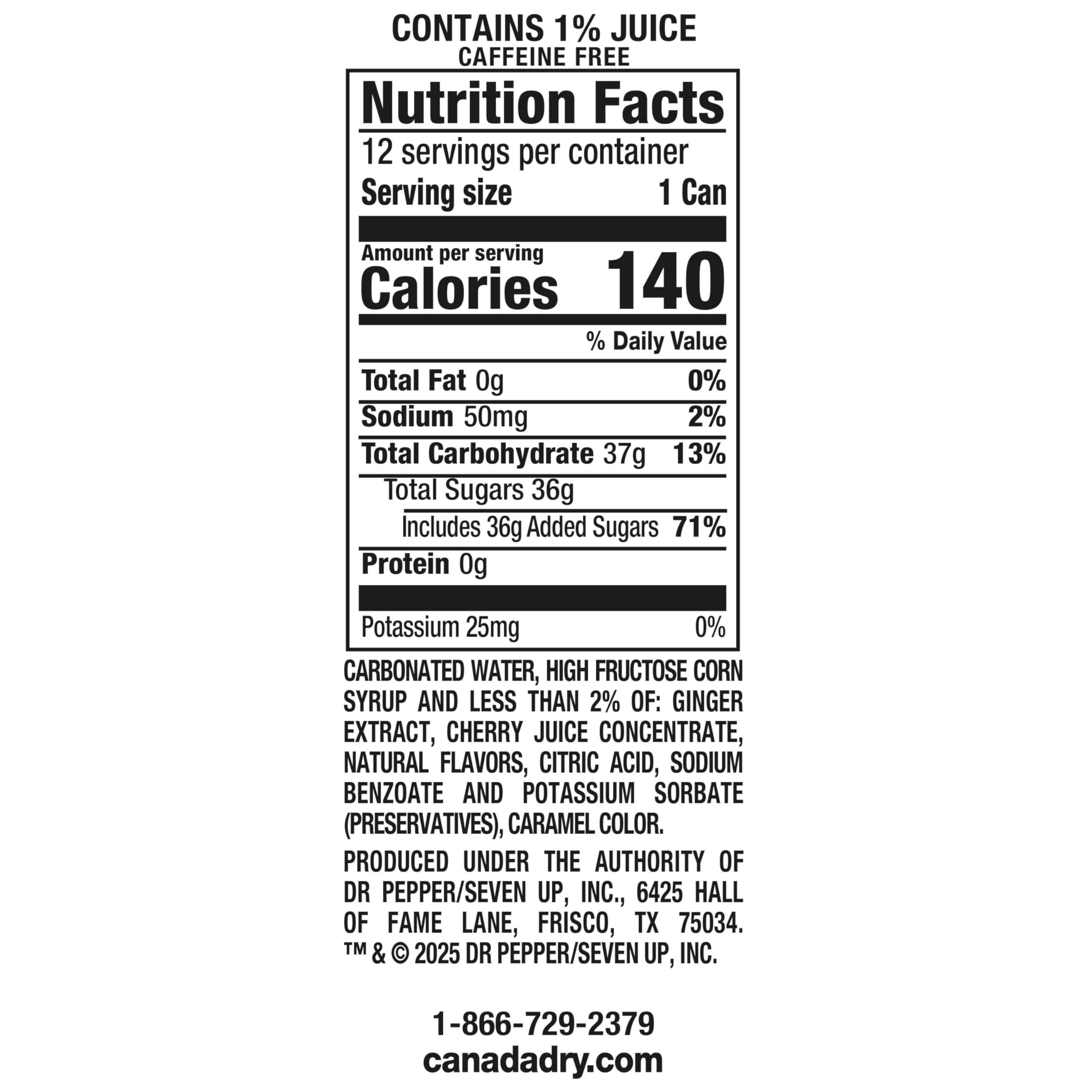 Canada Dry Cherry Gingerale Fruit Splash 340 ml, 12 Stück