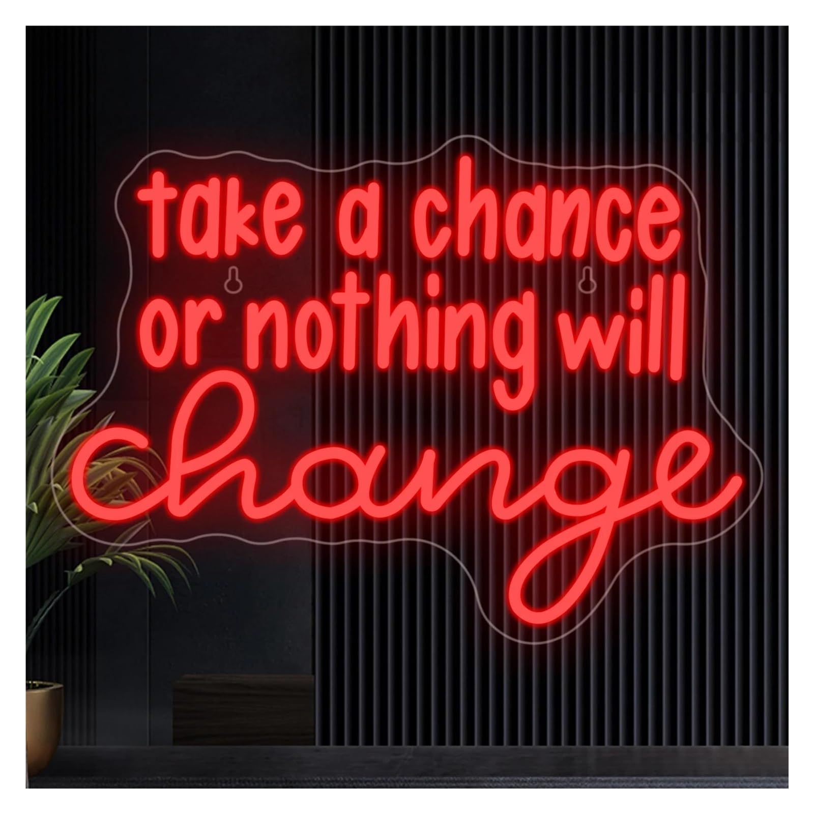 Luz de Diseño de Digital Take A Chance Or Nothing Will Change Letrero De Neón Decoración De Pared Letra Luz Regulable Para Gimnasio En Casa Sala 42cm×30cm