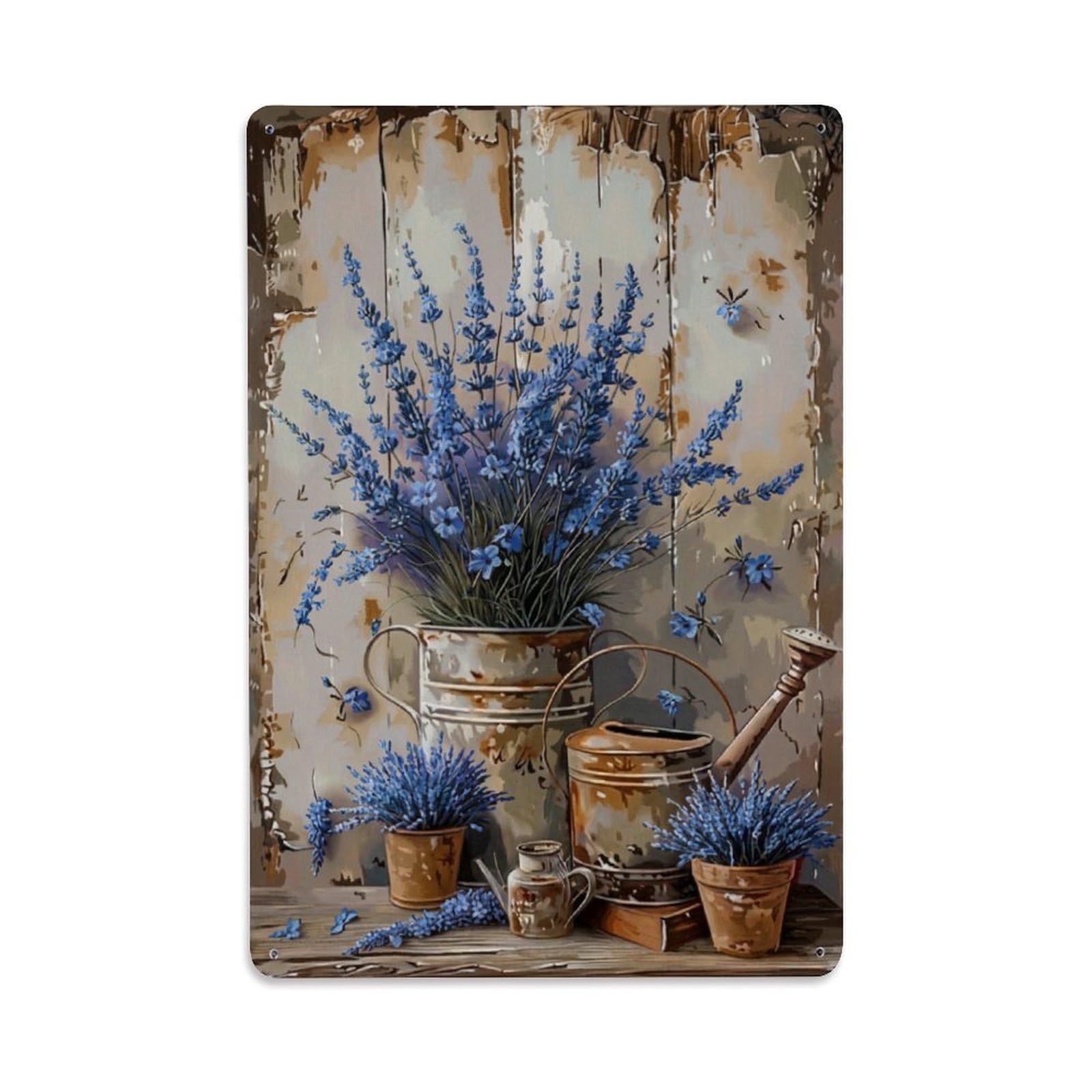 Vintage Flower Bunch Centaurea Pastoral Aesthetics Metal Tin Sign