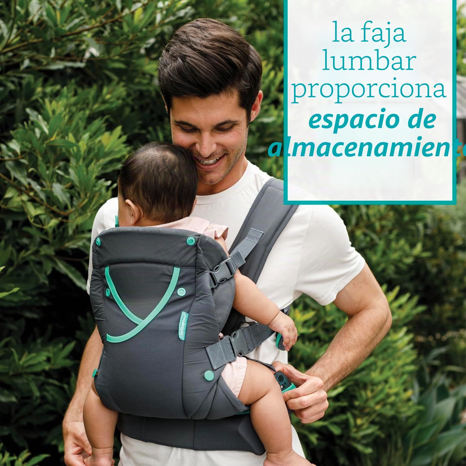 Infantino Portabebés Carry On Active, portabebés Ergonómico con Múltiples Bolsillos para Recién Nacido a Niño Pequeño 3,6–18,1 kg con Tirantes Acolchados, Almacenamiento en Cinturón Lumbar, Gris